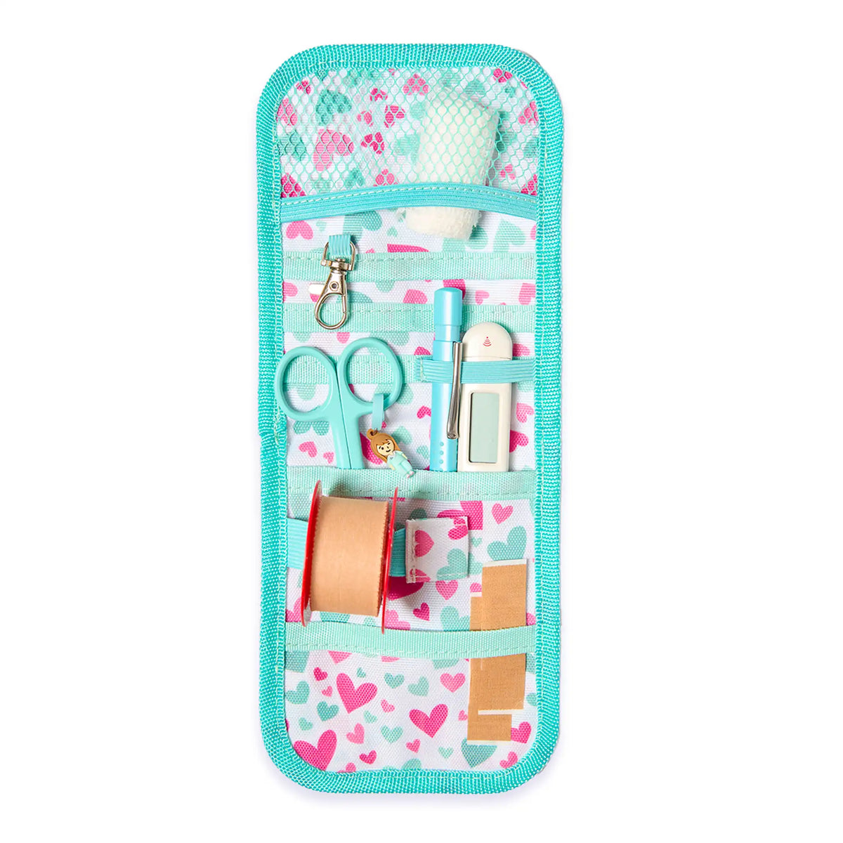 Set para Enfermera Organizador de Bolsillo - Lanyard con Tijeras Enfermeria Pico de Pato - Corazones de Nurse is Love para enfermería y sanidad