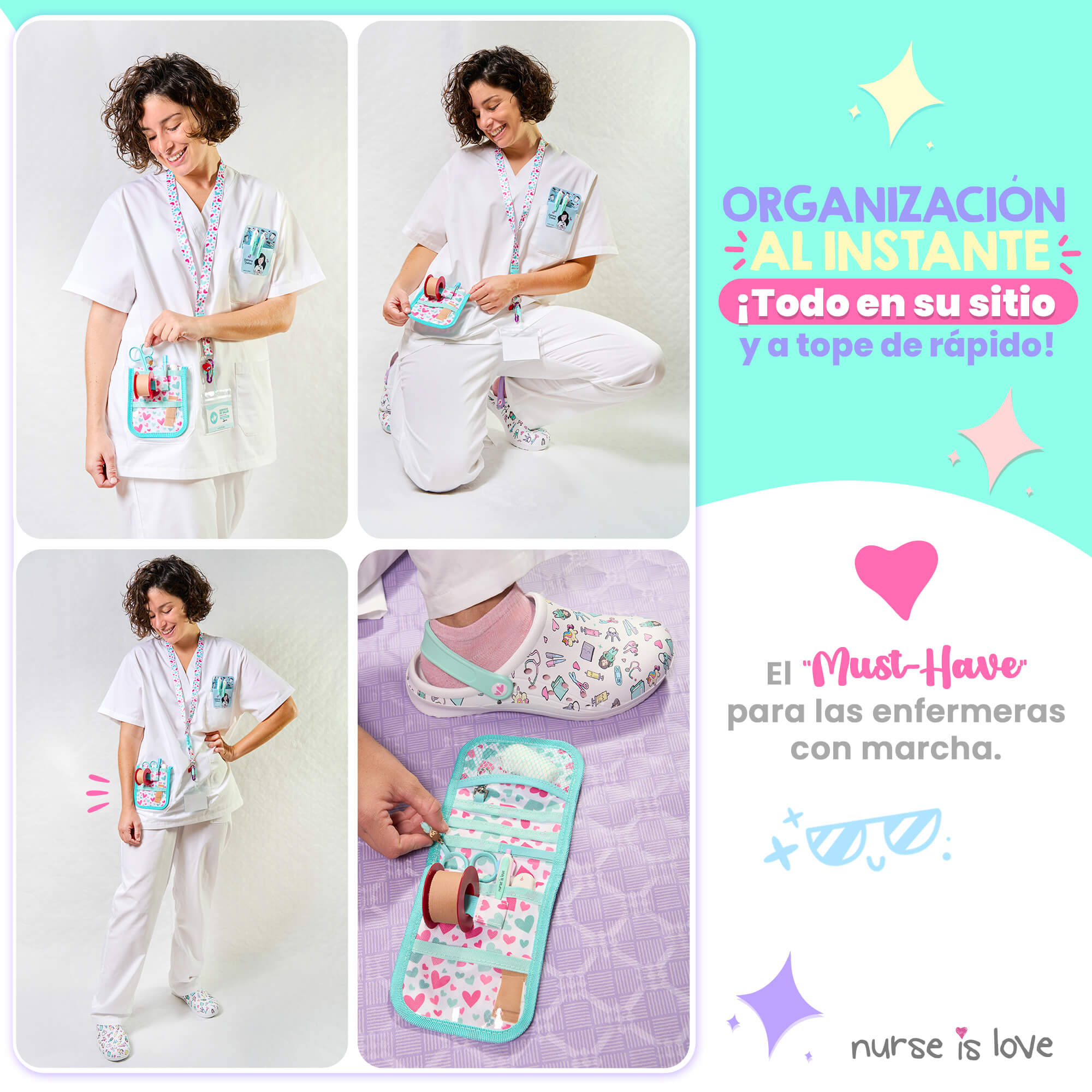 Organizador de Bolsillo Aqua Corazones