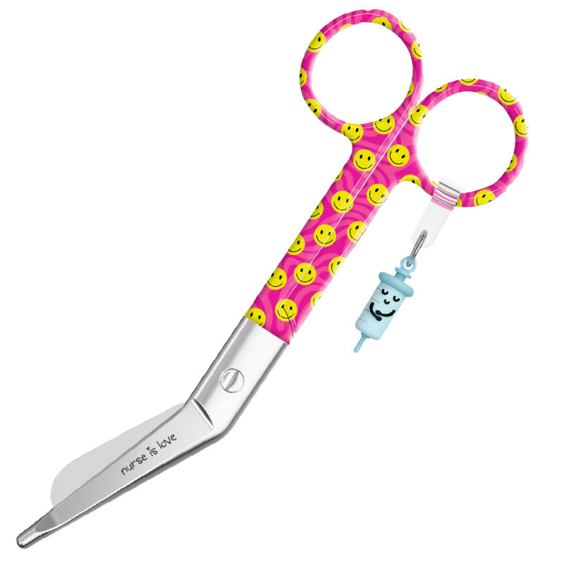 Tijeras Enfermería Pico de Pato Cara Feliz Rosa de Nurse is Love para enfermería y sanidad