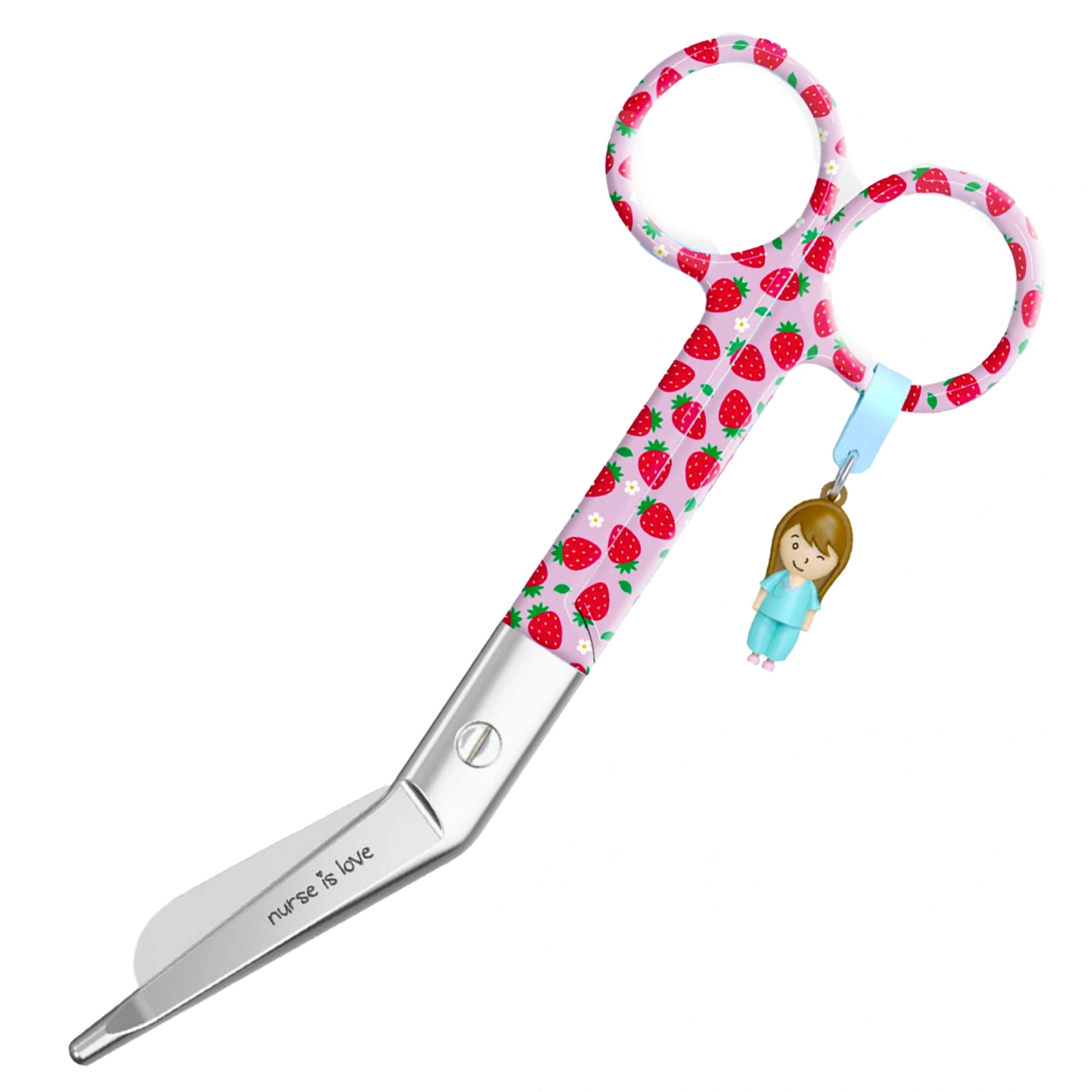 Tijeras Enfermería Pico de Pato fondo de fresas de Nurse is Love para enfermería y sanidad