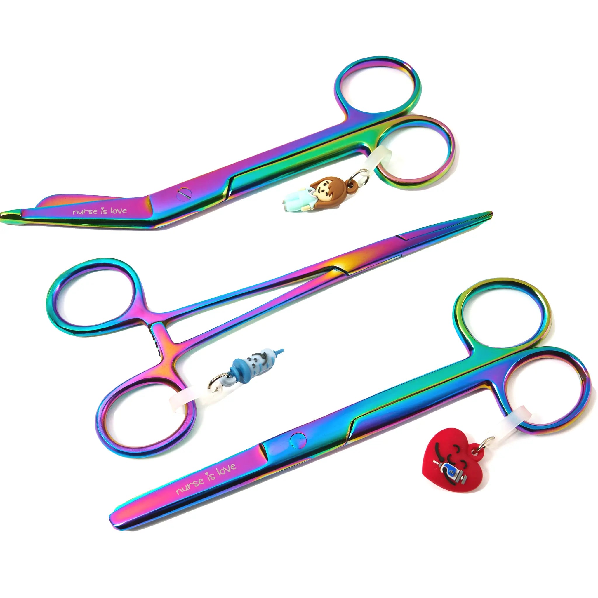 Set de Tijeras de Enfermería y Pinzas Kocher Cromium de Nurse is Love para enfermería y sanidad