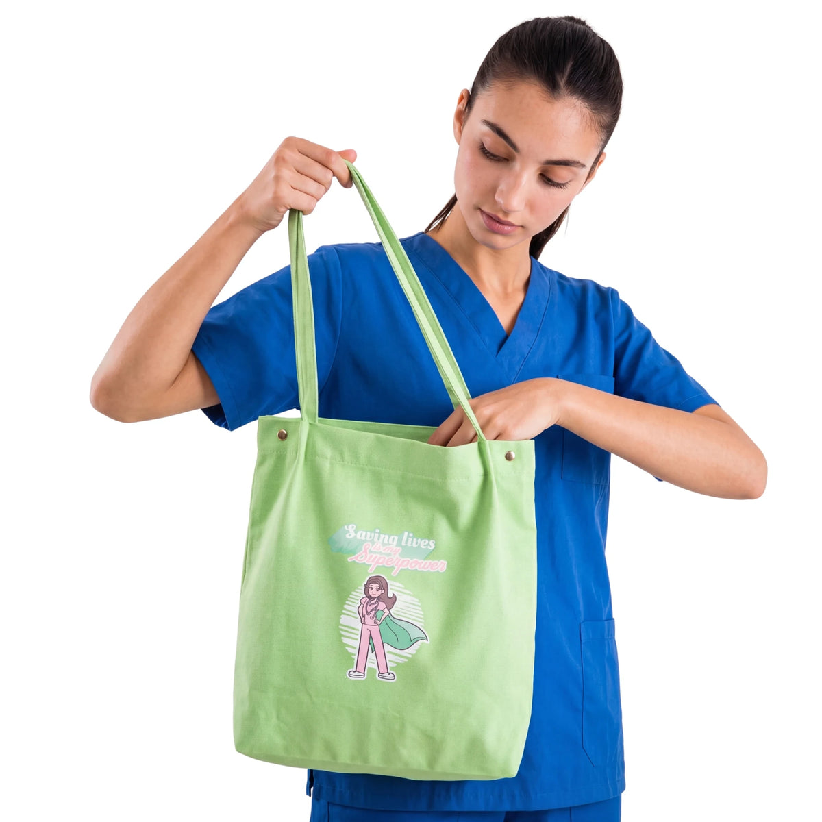 Tote Bag para Enfemeras Verde de Nurse is Love para enfermería y sanidad