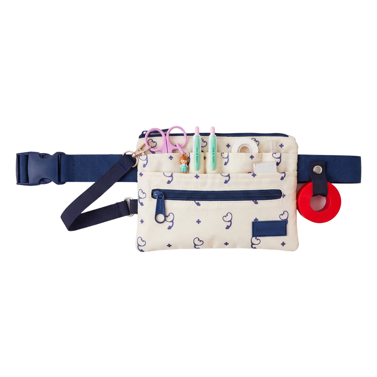 Organizador Riñonera Beige Estetoscopio de Nurse is Love para enfermería y sanidad