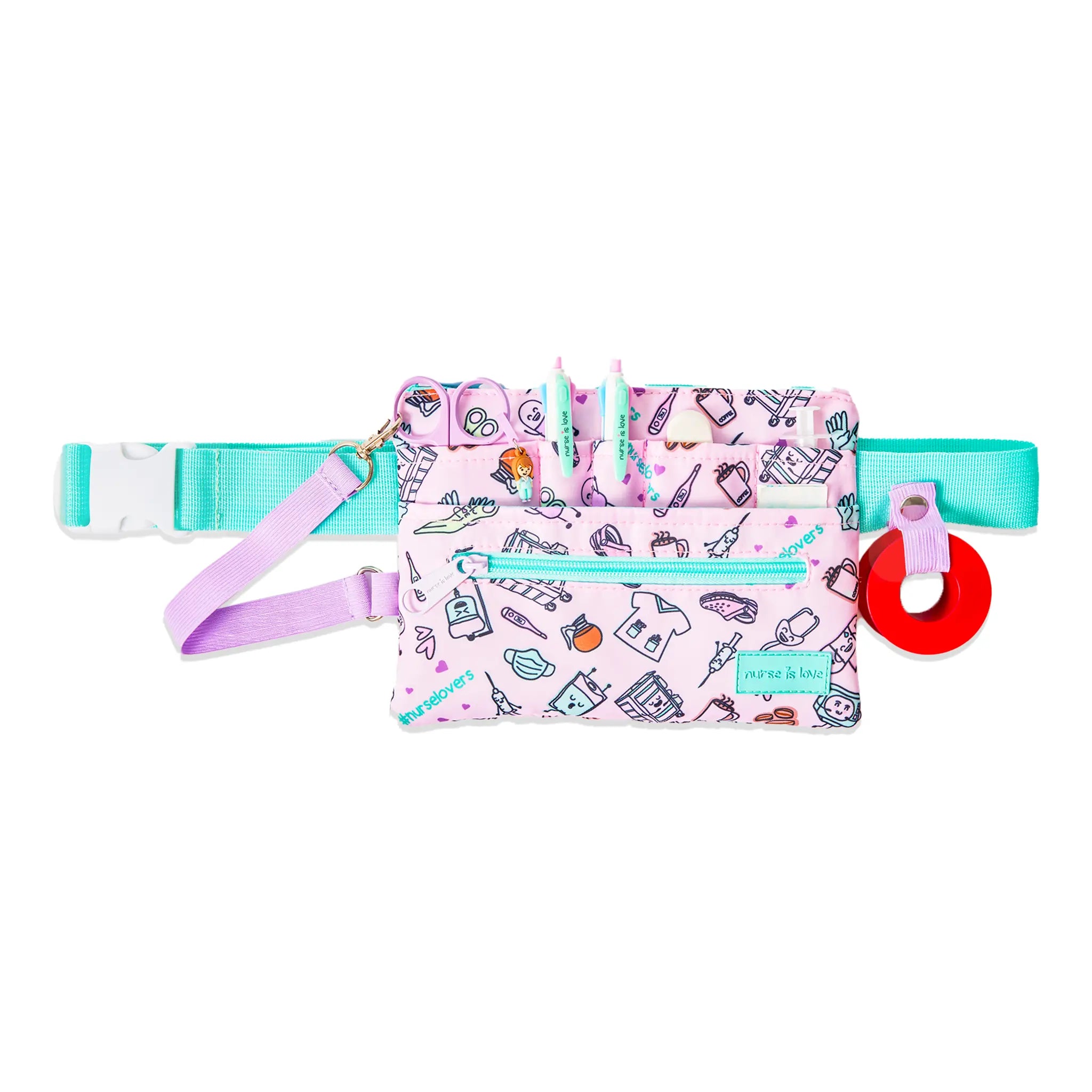 Organizador Riñonera Horizontal Morado Café de Nurse is Love para enfermería y sanidad