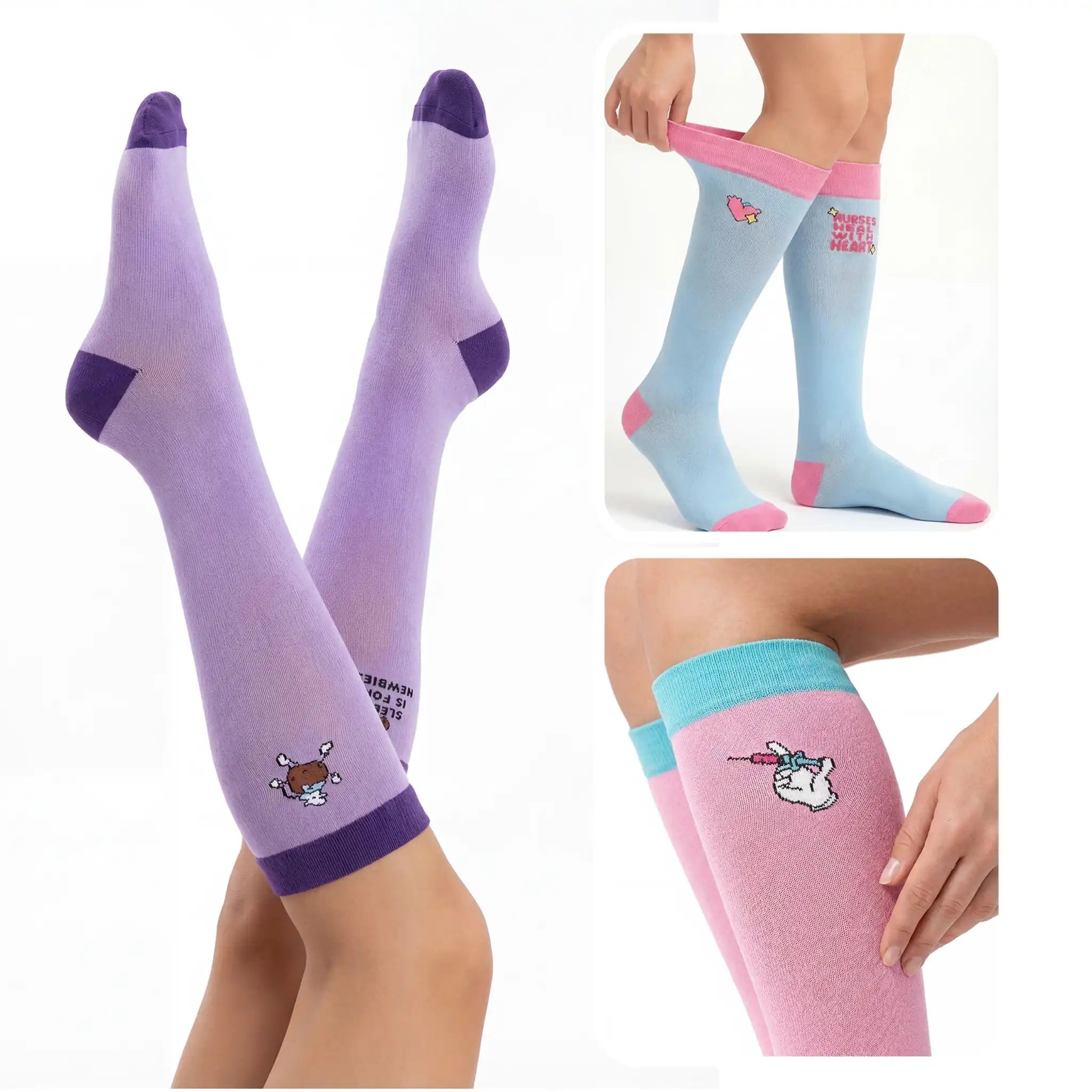 Set Medias de Compresión Diseño con Dibujos (3 uds.) de Nurse is Love para enfermería y sanidad
