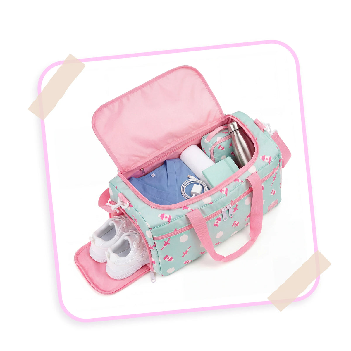 Bolso Deportivo para Enfemeras Aqua Nubes de Nurse is Love para enfermería y sanidad