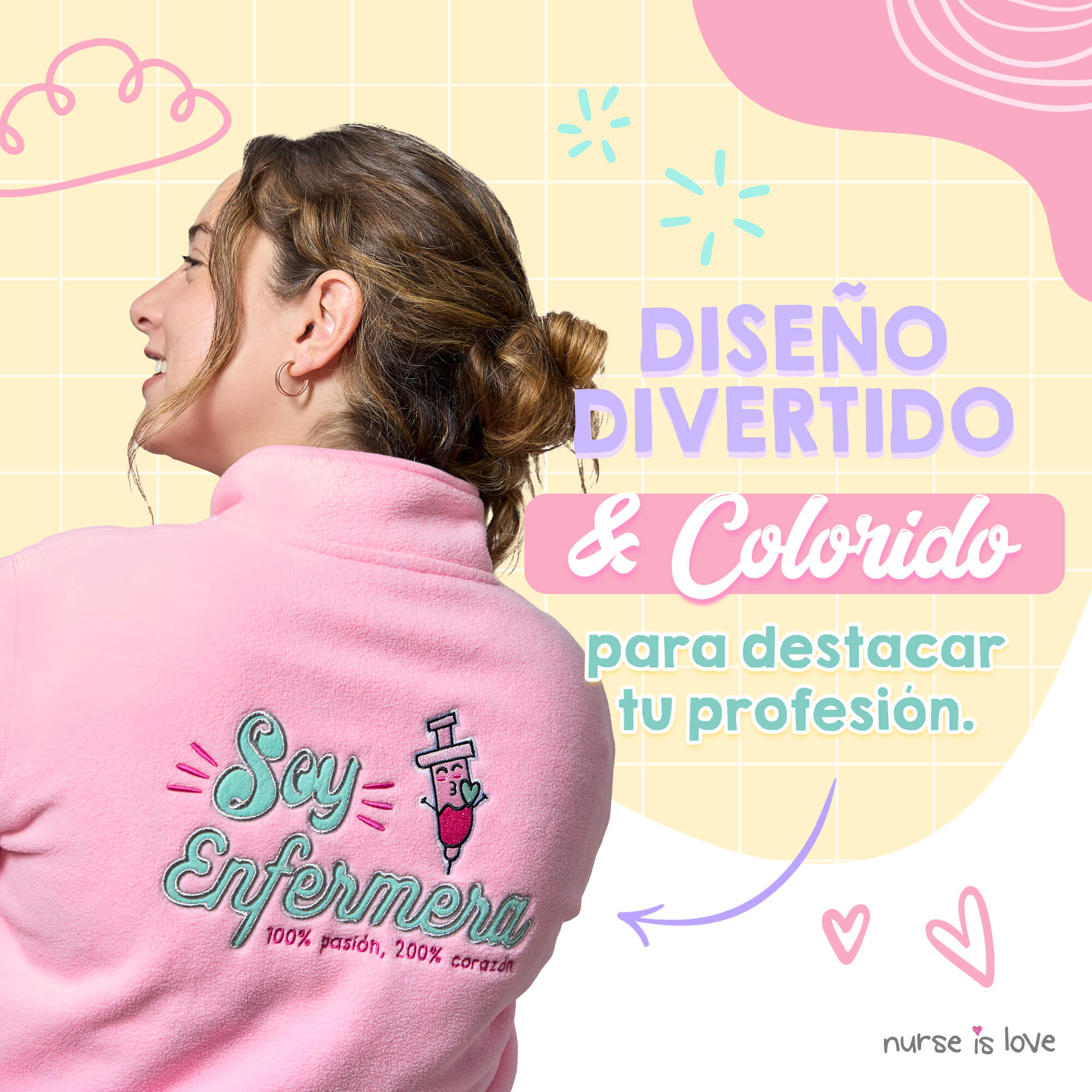 Chaqueta Polar Rosa para Enfermera