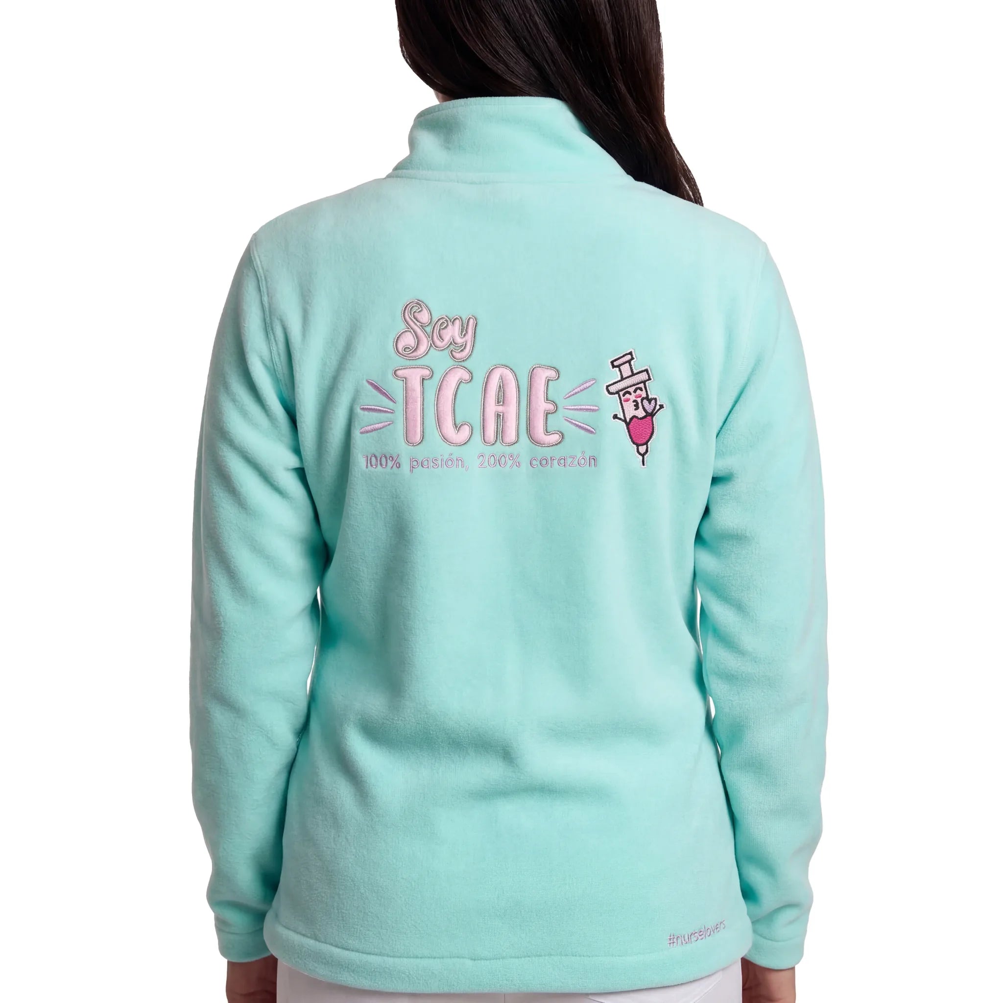 Chaqueta Polar Aqua TCAE de Nurse is Love para enfermería y sanidad