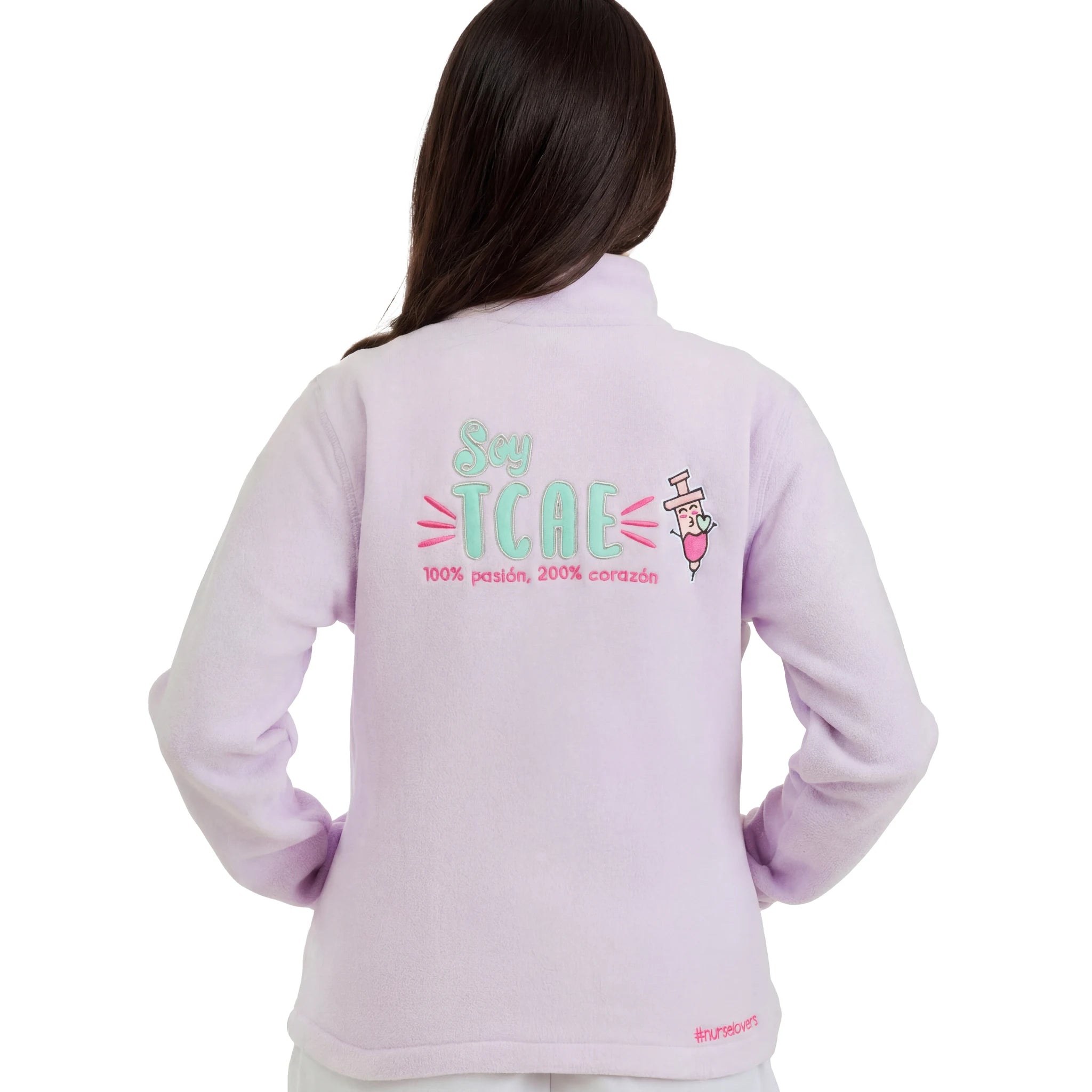 Chaqueta Polar Morado TCAE de Nurse is Love para enfermería y sanidad