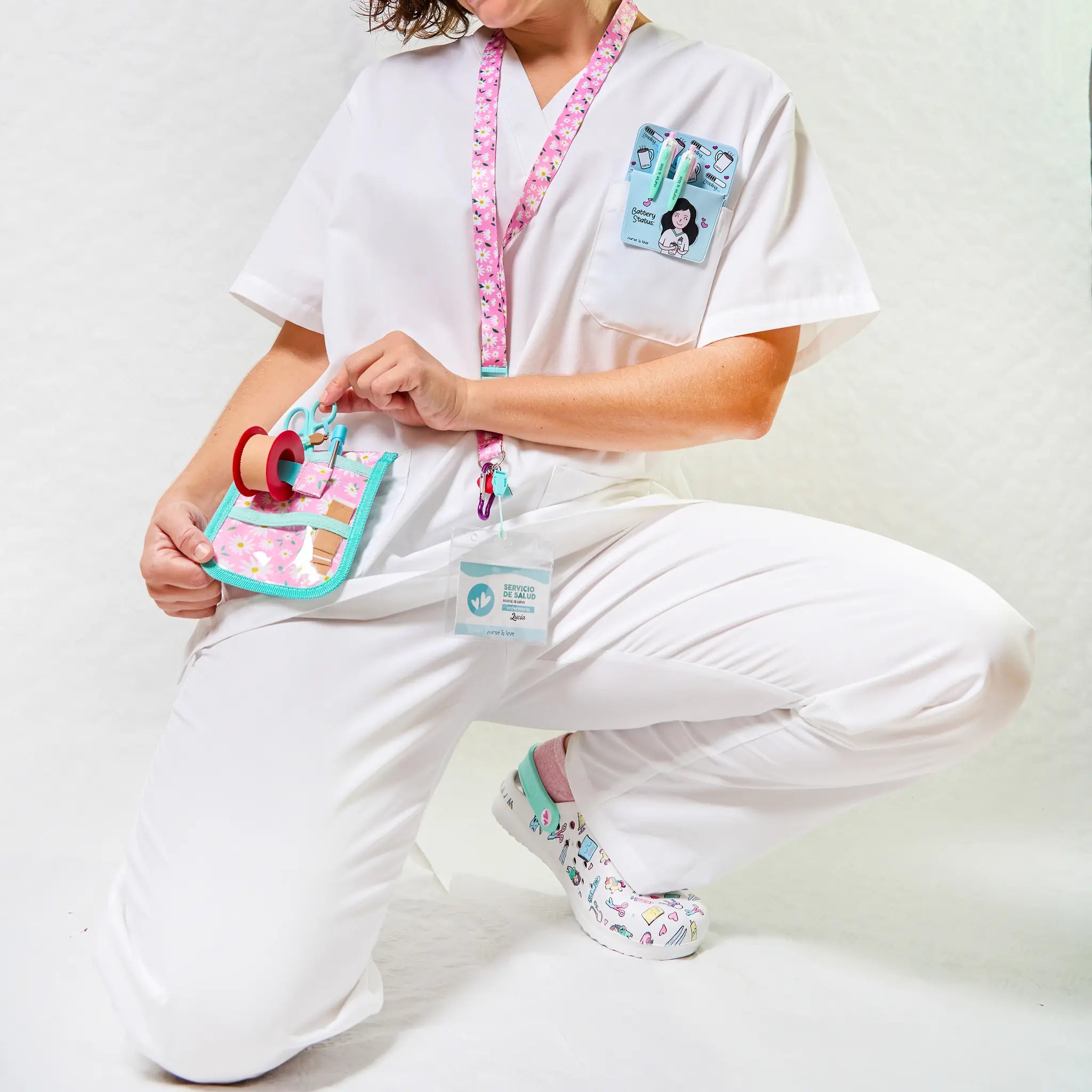 Organizador de Bolsillo Aqua Margaritas de Nurse is Love para enfermería y sanidad