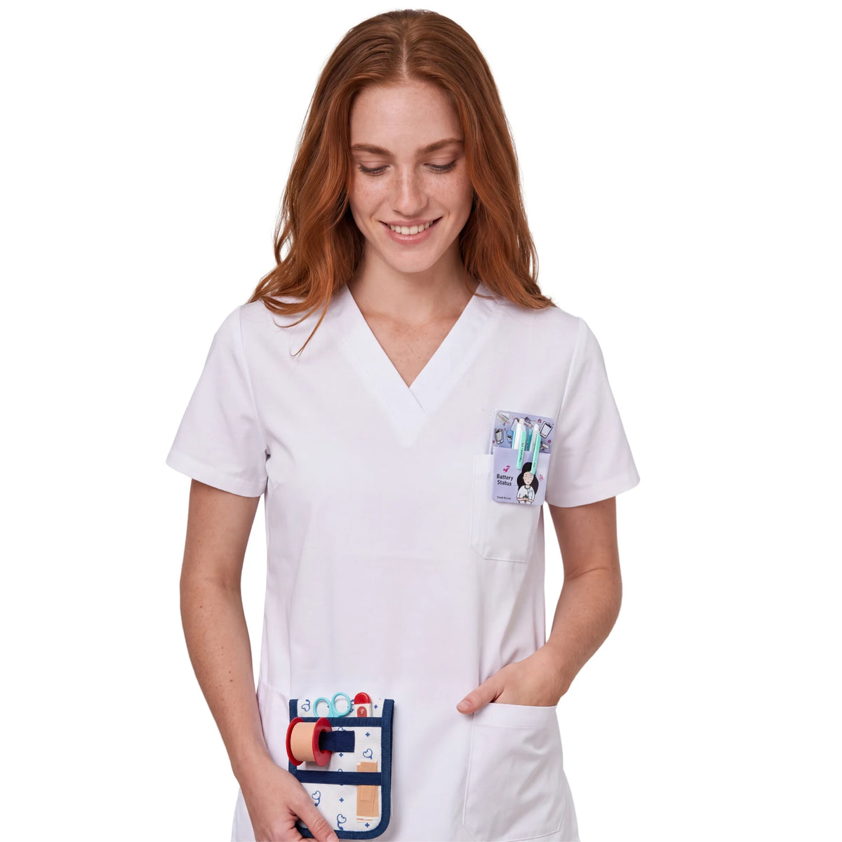 Organizador de Bolsillo Beige Estetoscopio de Nurse is Love para enfermería y sanidad