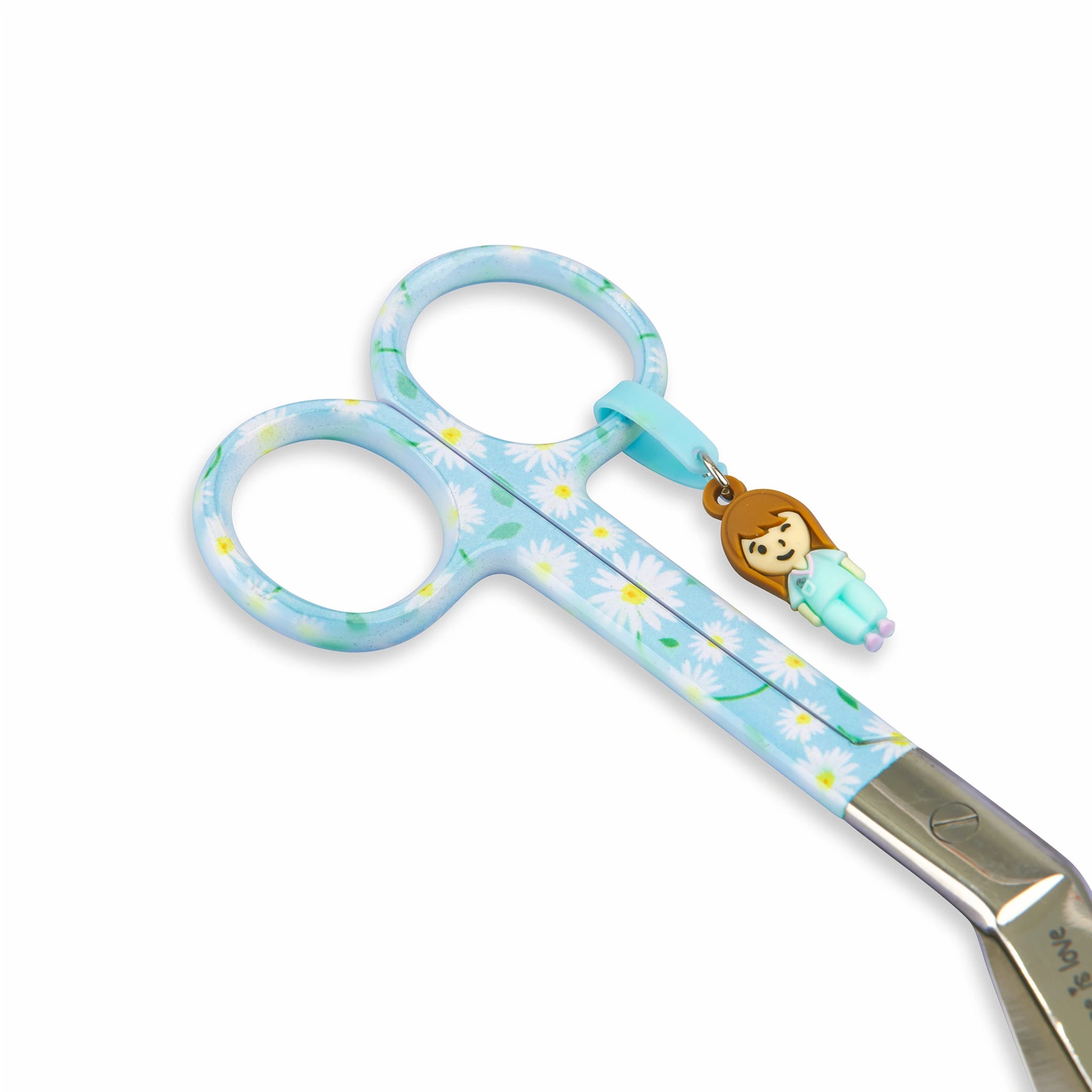 Tijeras Enfermería Pico de Pato margaritas fondo azul para Zurdos de Nurse is Love para enfermería y sanidad