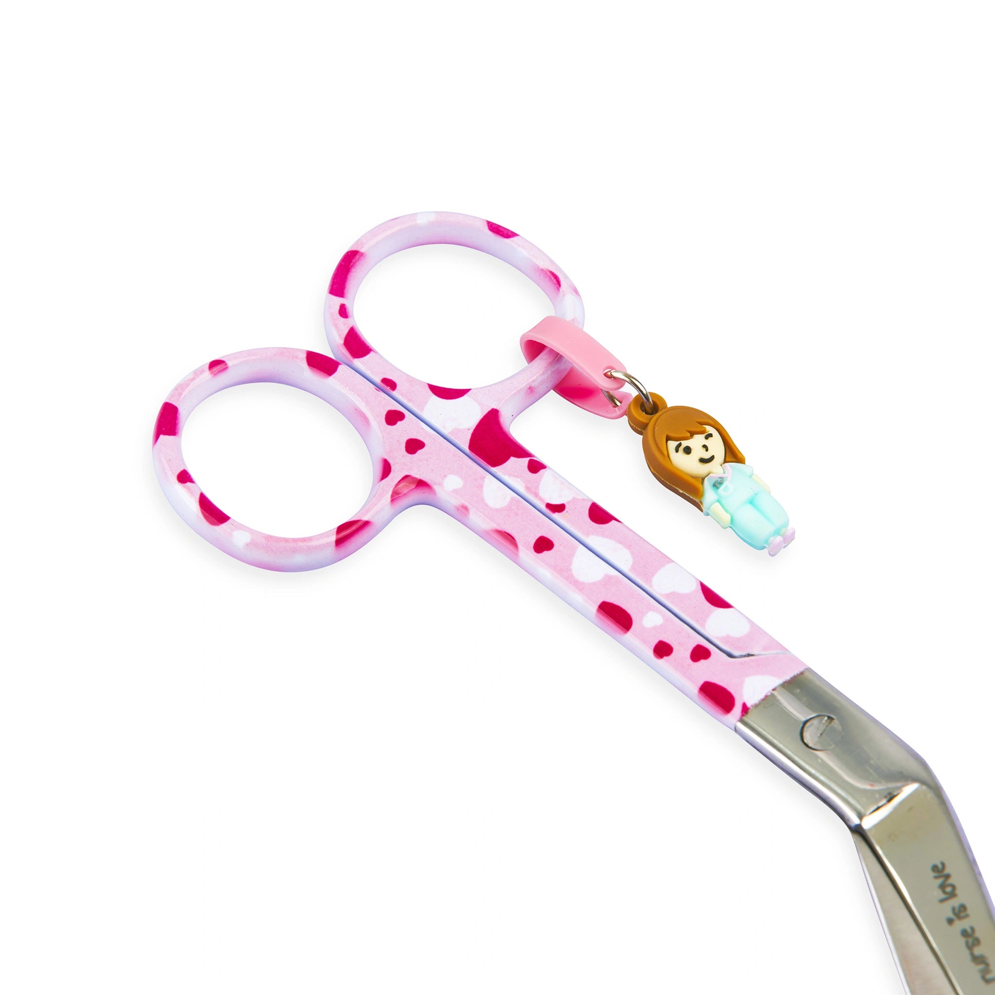Tijeras Enfermería Pico de Pato corazones fondo rosa para Zurdos de Nurse is Love para enfermería y sanidad