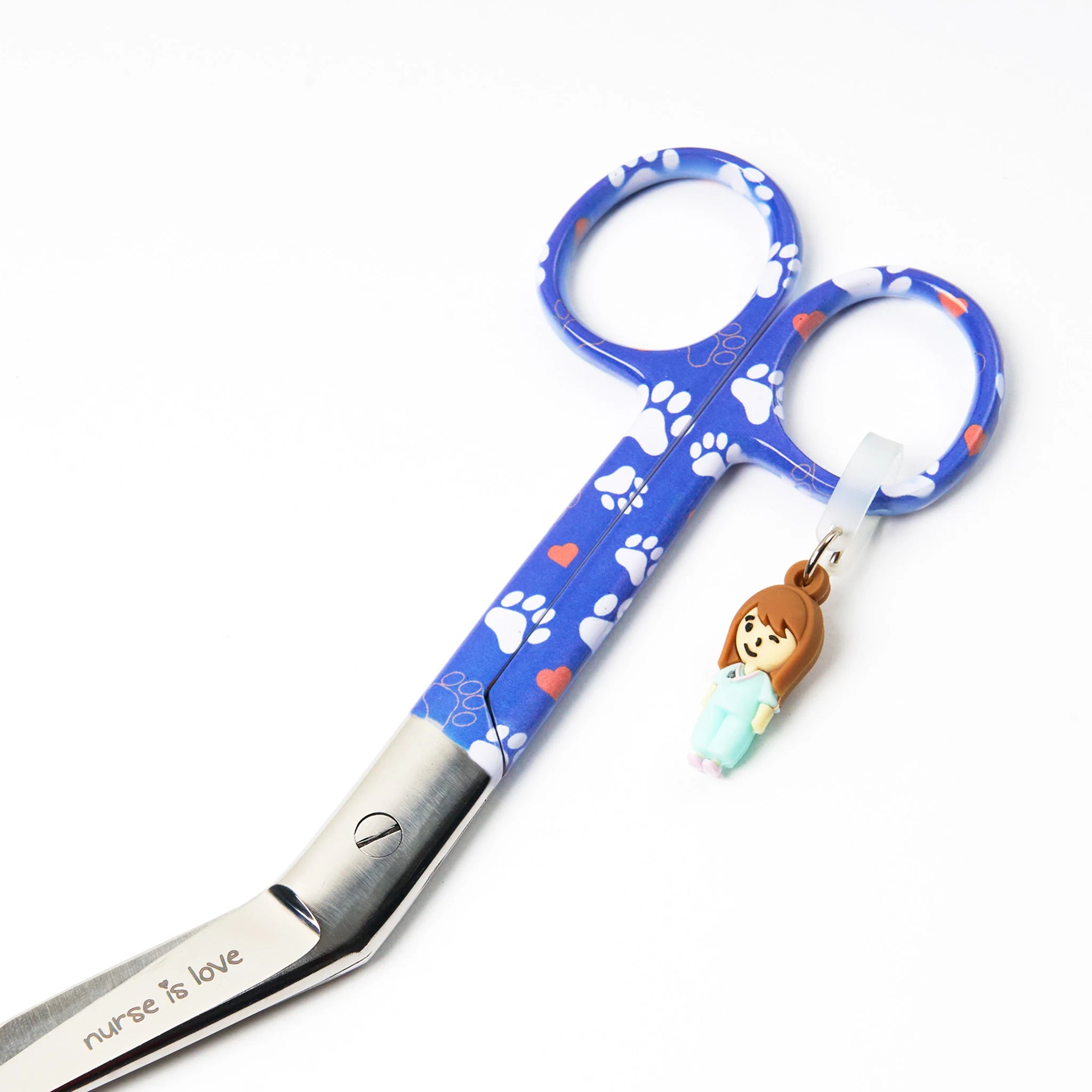 Tijeras Enfermería Pico de Pato Huellas de Perro Azul de Nurse is Love para enfermería y sanidad