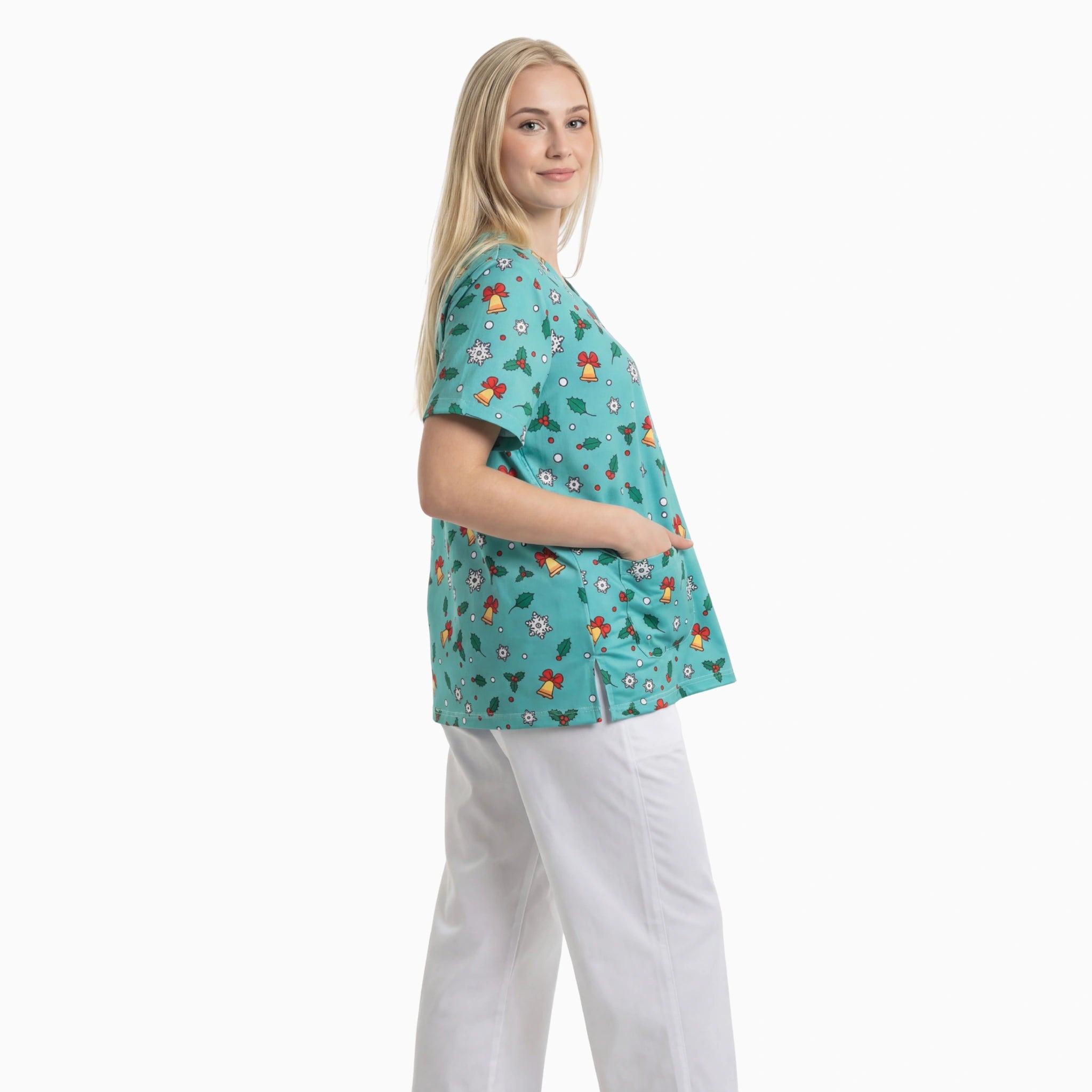 Casaca Aqua Navidad de Nurse is Love para enfermería y sanidad