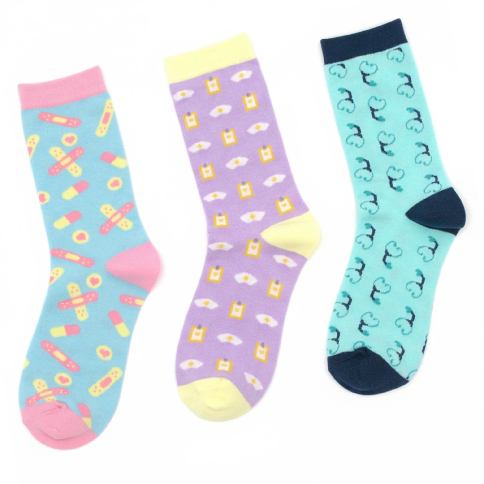 Calcetines Altos para Enfermeras con Patrones (Set de 3) de Nurse is Love para enfermería y sanidad