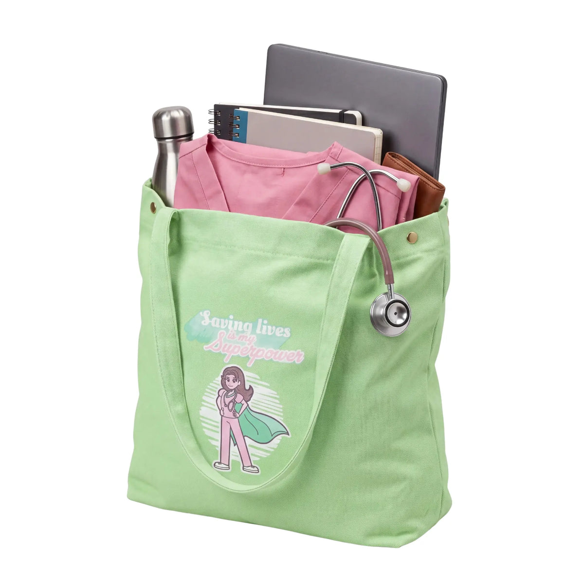 Tote Bag para Enfemeras Verde de Nurse is Love para enfermería y sanidad