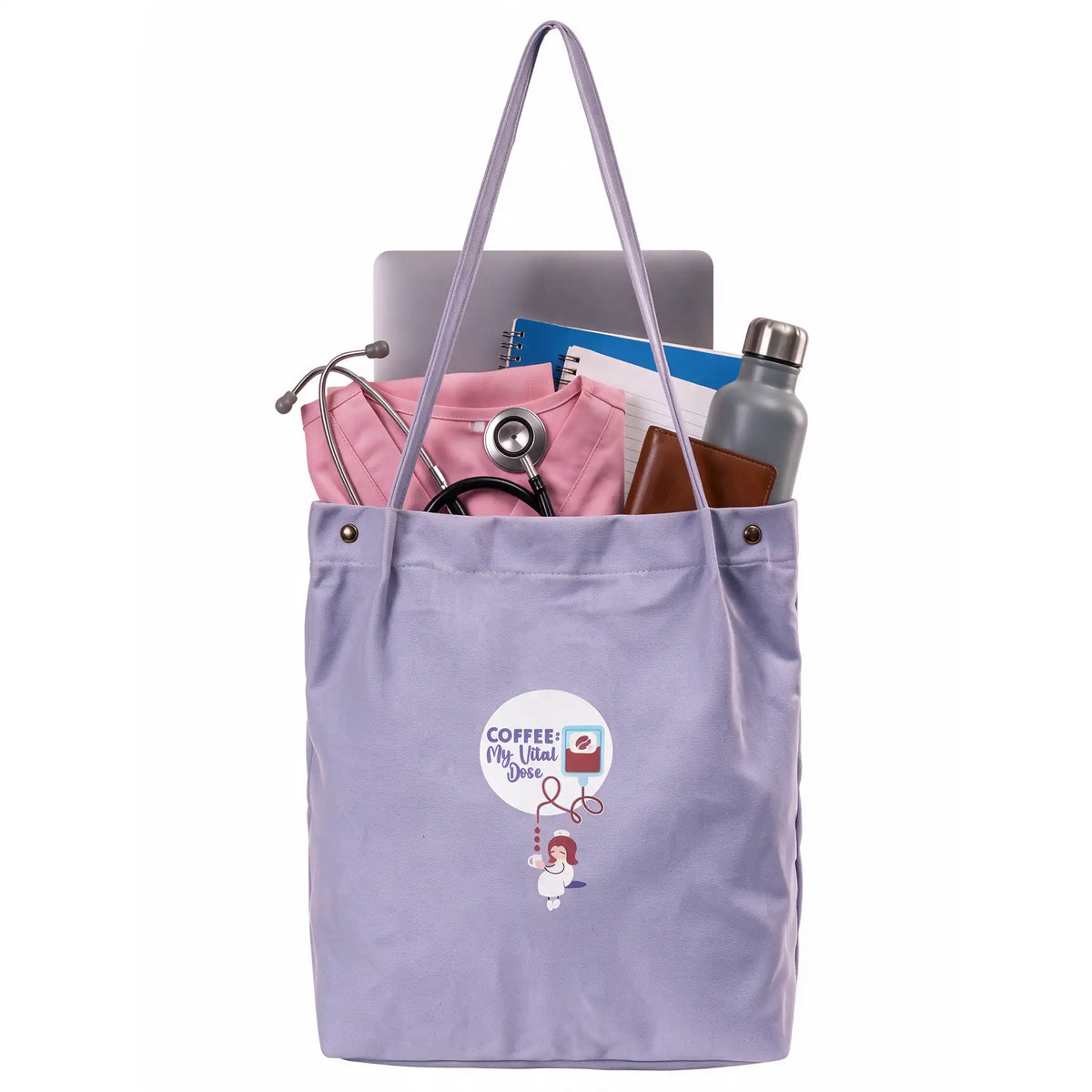 Tote Bag para Enfemeras Morada de Nurse is Love para enfermería y sanidad