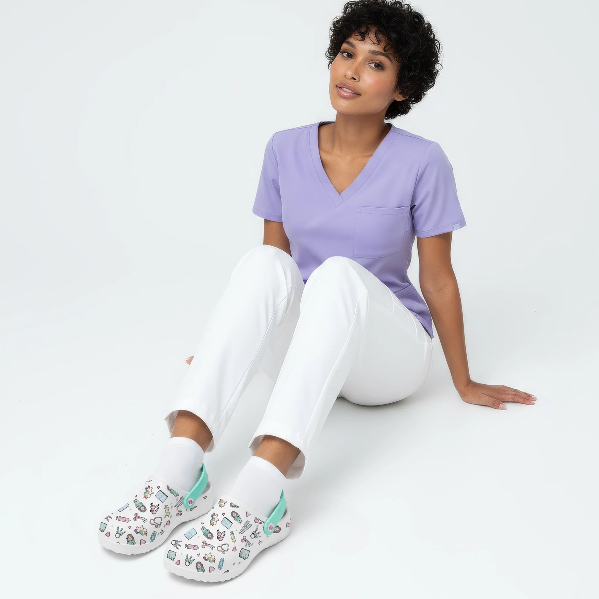 Zuecos para Enfermeras Blanco Aqua de Nurse is Love para enfermería y sanidad