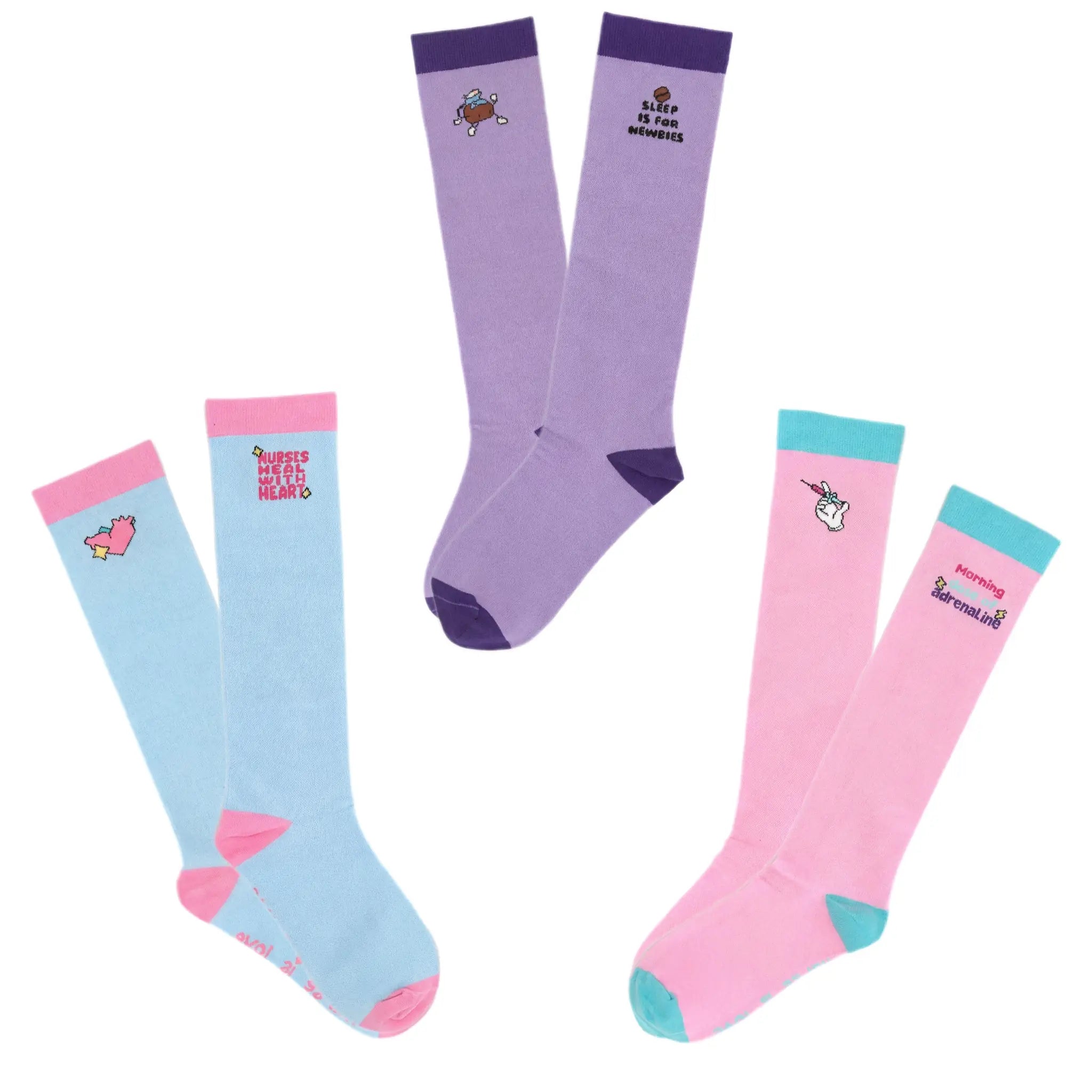 Set Medias de Compresión Diseño con Dibujos (3 uds.) de Nurse is Love para enfermería y sanidad