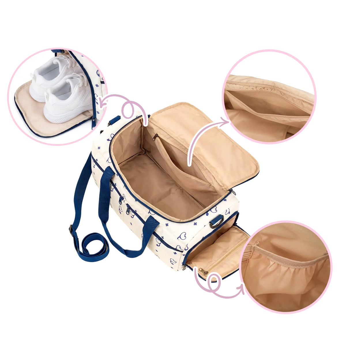 Bolso Deportivo para Enfemeras Beige Estetoscopio de Nurse is Love para enfermería y sanidad