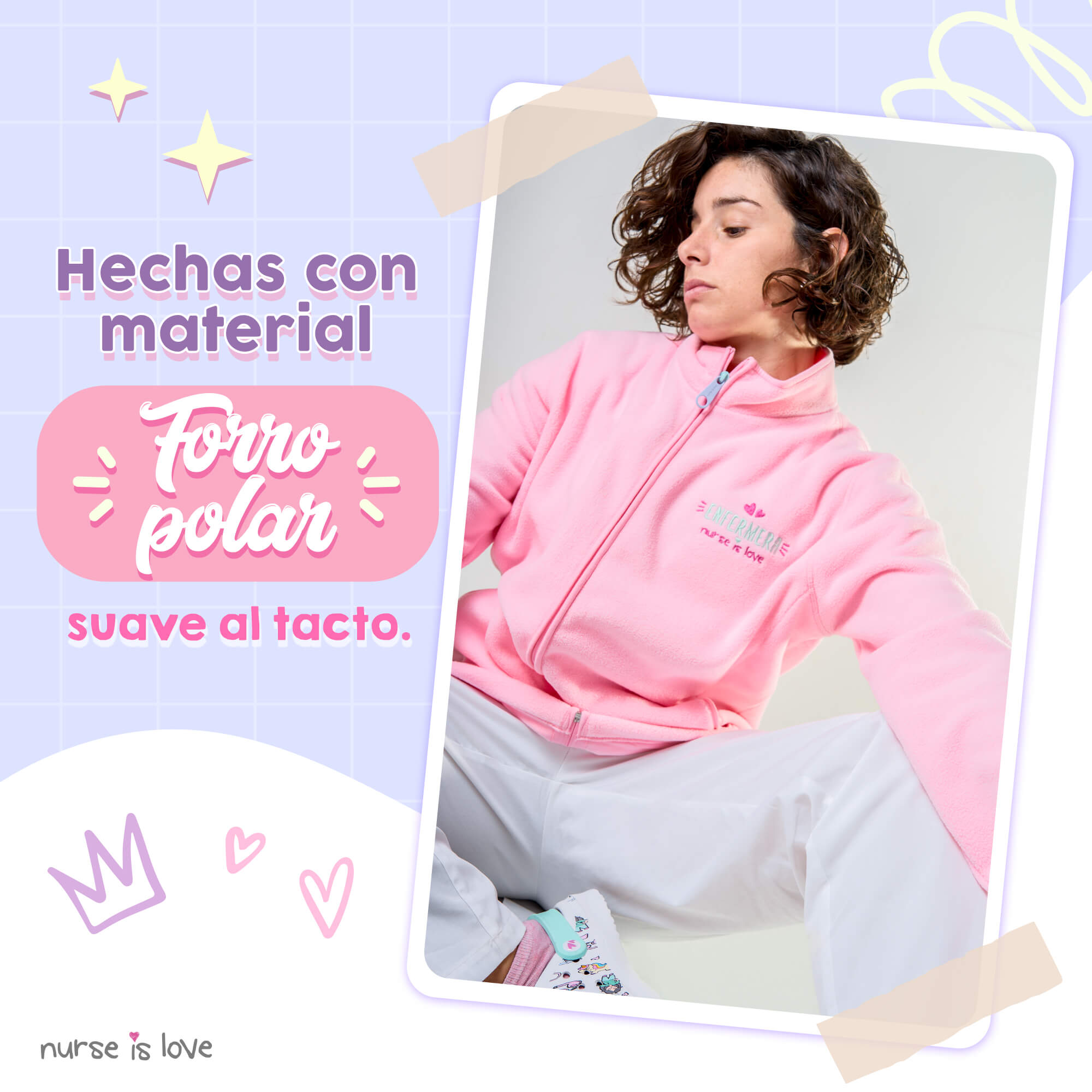 Chaqueta Polar Rosa para Enfermera