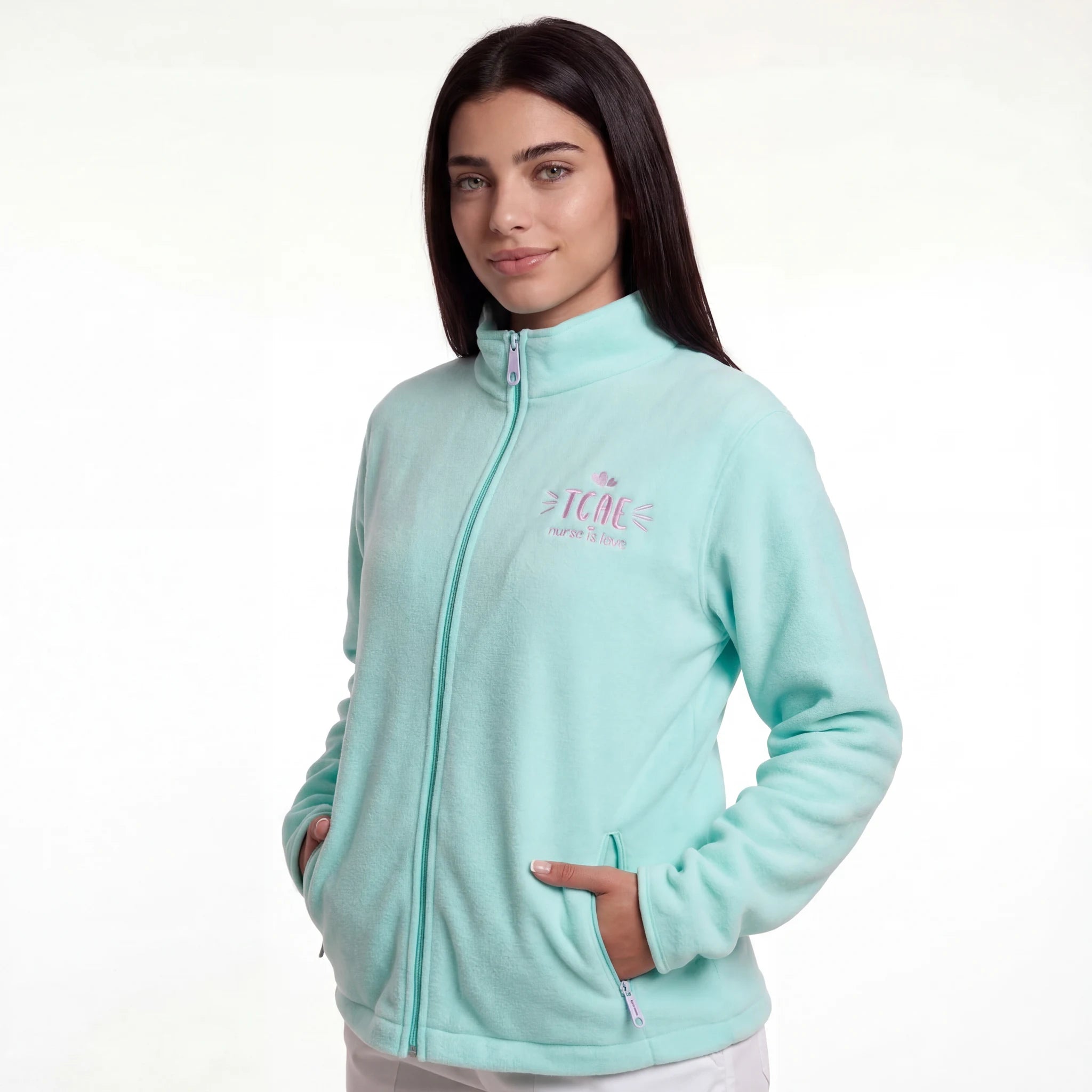 Chaqueta Polar Aqua TCAE de Nurse is Love para enfermería y sanidad