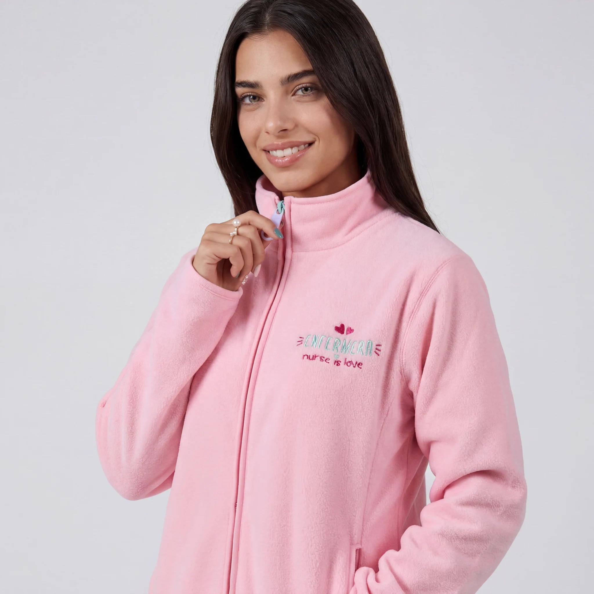 Chaqueta Polar Rosa TCAE de Nurse is Love para enfermería y sanidad