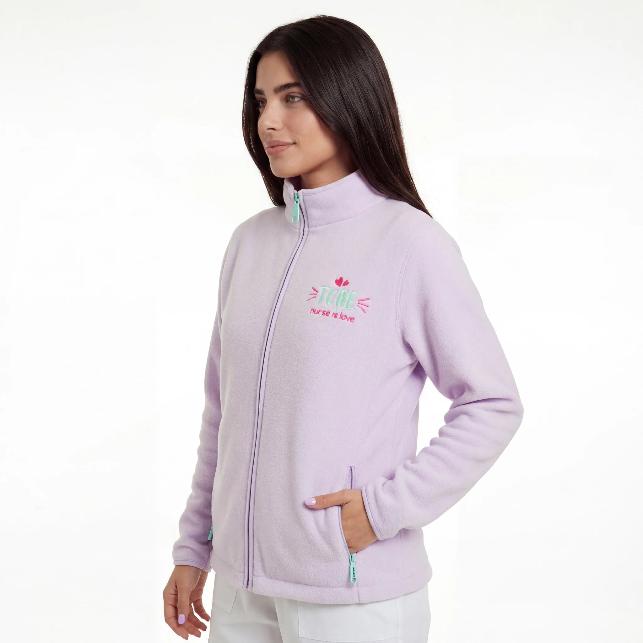 Chaqueta Polar Morado TCAE de Nurse is Love para enfermería y sanidad