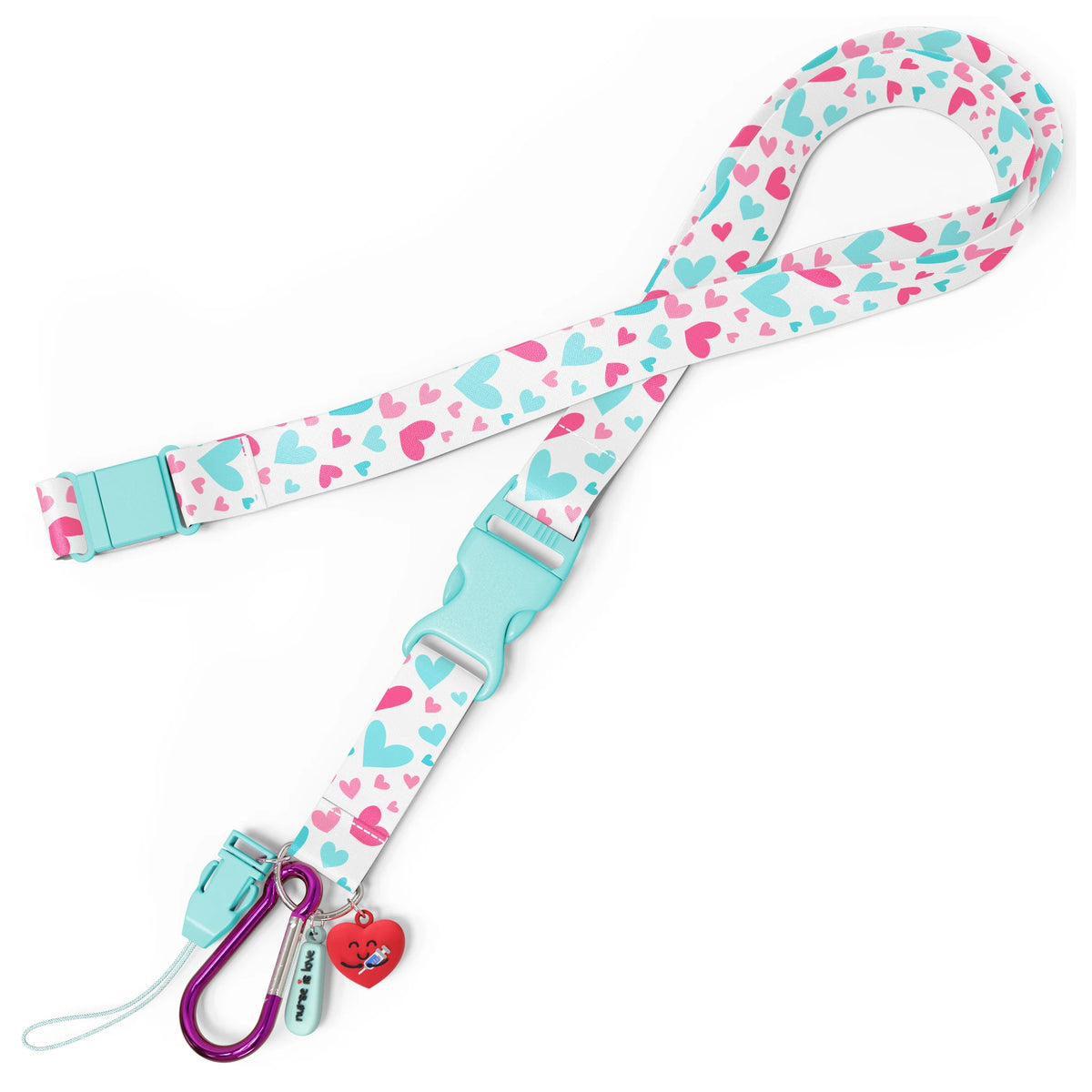 Set para Enfermera Organizador de Bolsillo - Lanyard con Tijeras Enfermeria Pico de Pato - Corazones de Nurse is Love para enfermería y sanidad