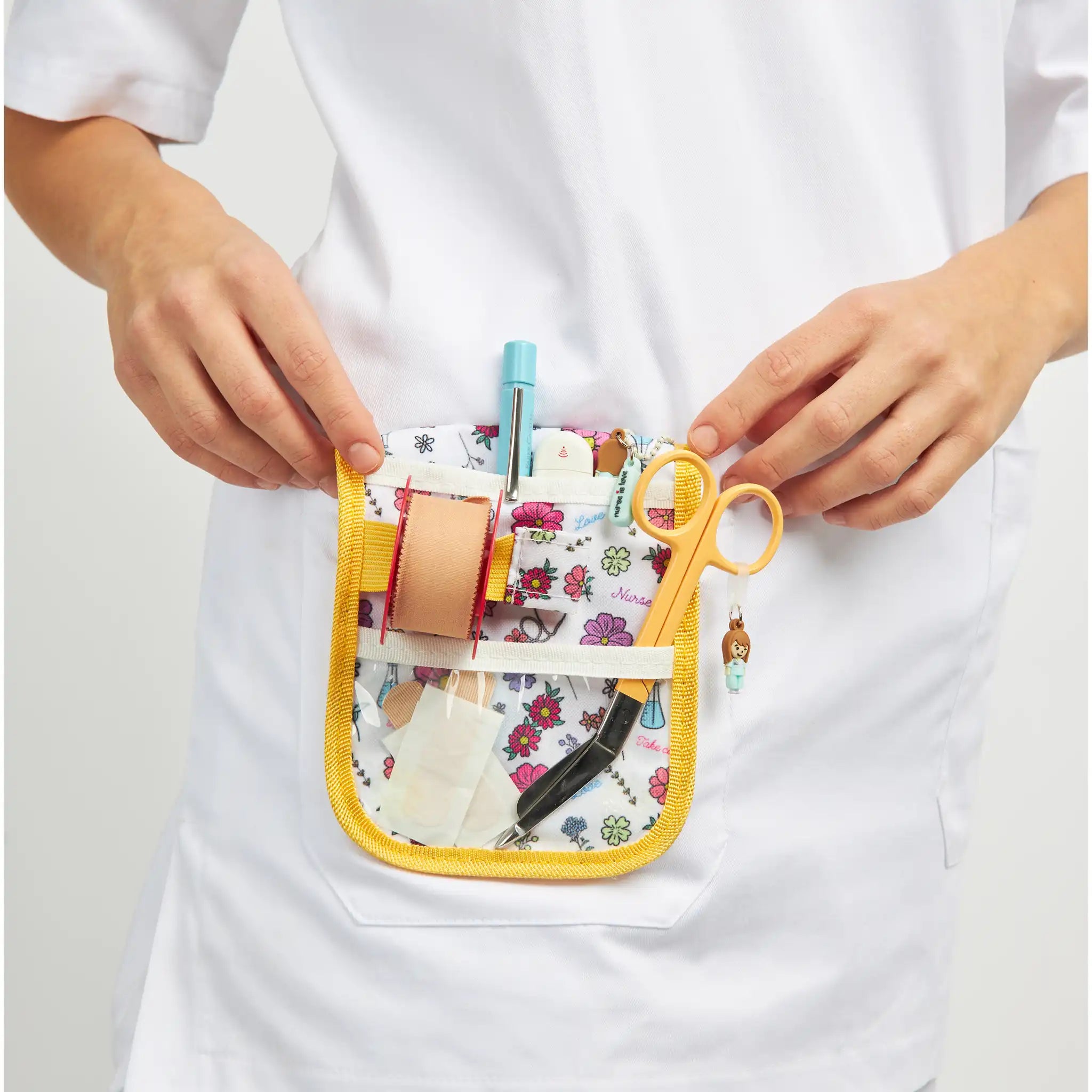 Organizador de Bolsillo Floral amarillo de Nurse is Love para enfermería y sanidad