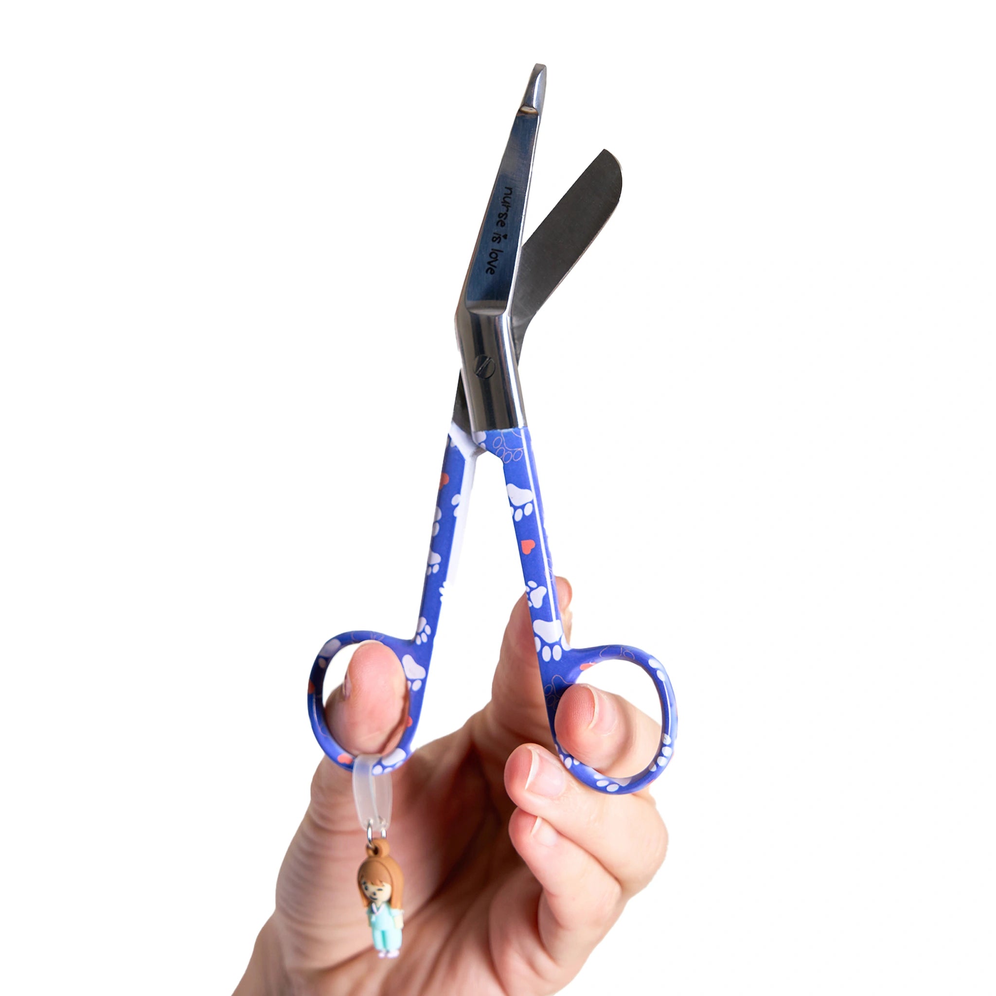 Tijeras Enfermería Pico de Pato Huellas de Perro Azul de Nurse is Love para enfermería y sanidad