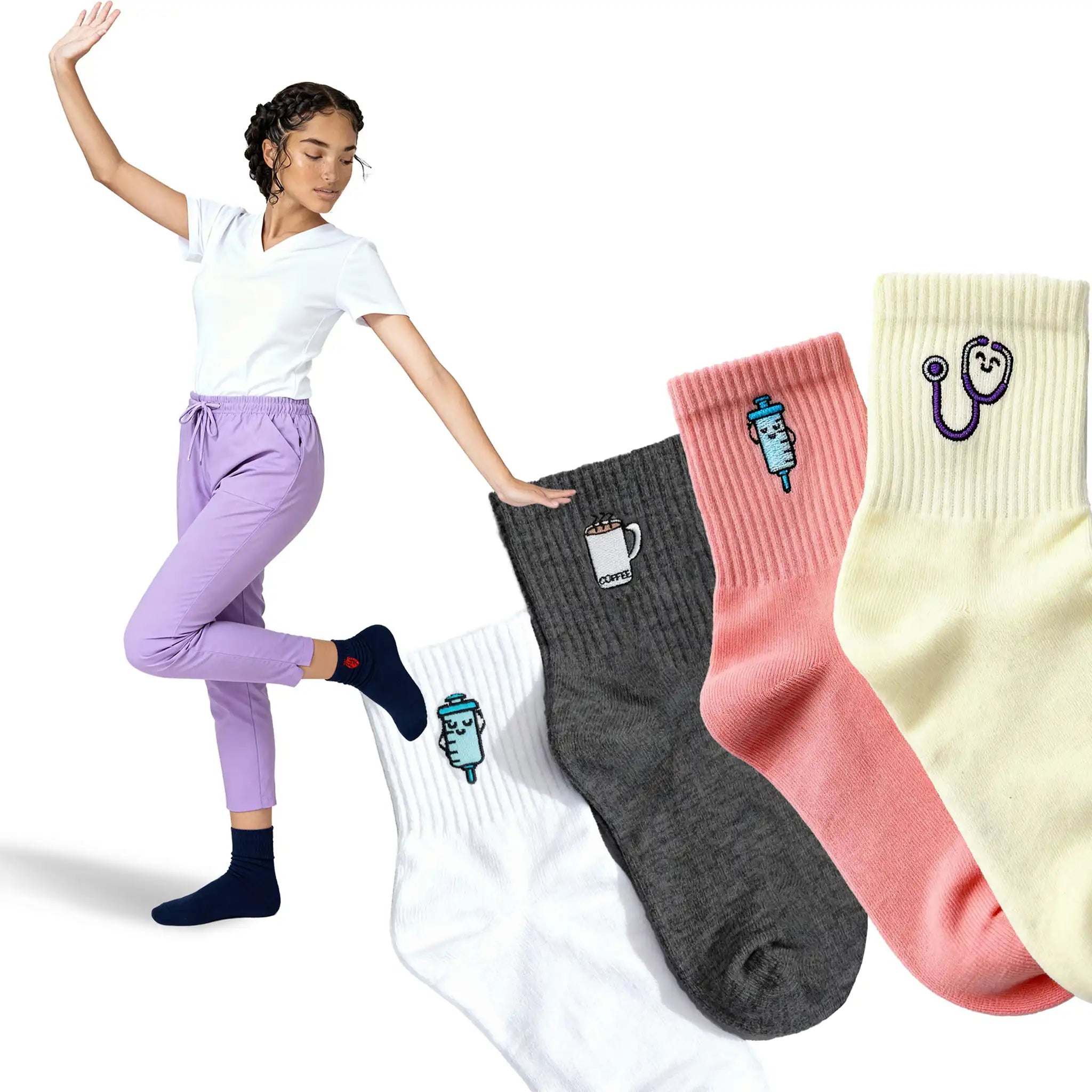 Calcetines para Enfermeras Diseño Variado (Set de 6) de Nurse is Love para enfermería y sanidad