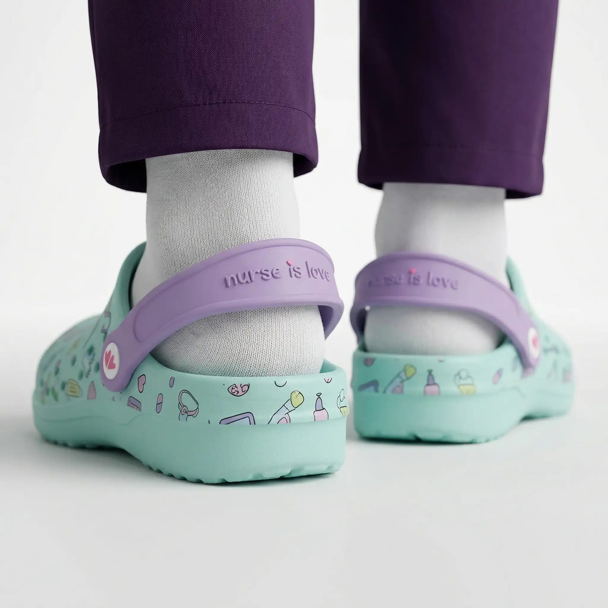 Zuecos para Enfermeras Aqua Instrumentos de Nurse is Love para enfermería y sanidad