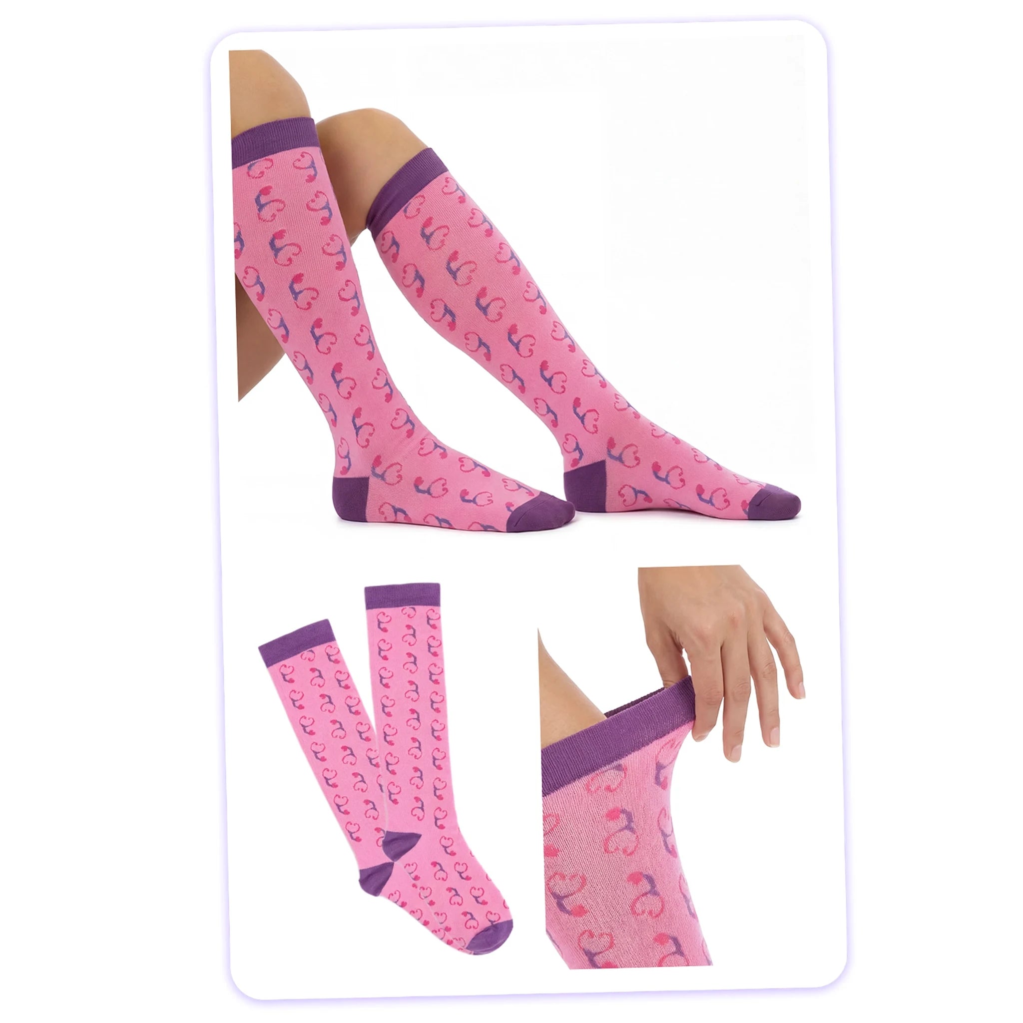 Medias de Compresion Estetoscopio Morado de Nurse is Love para enfermería y sanidad
