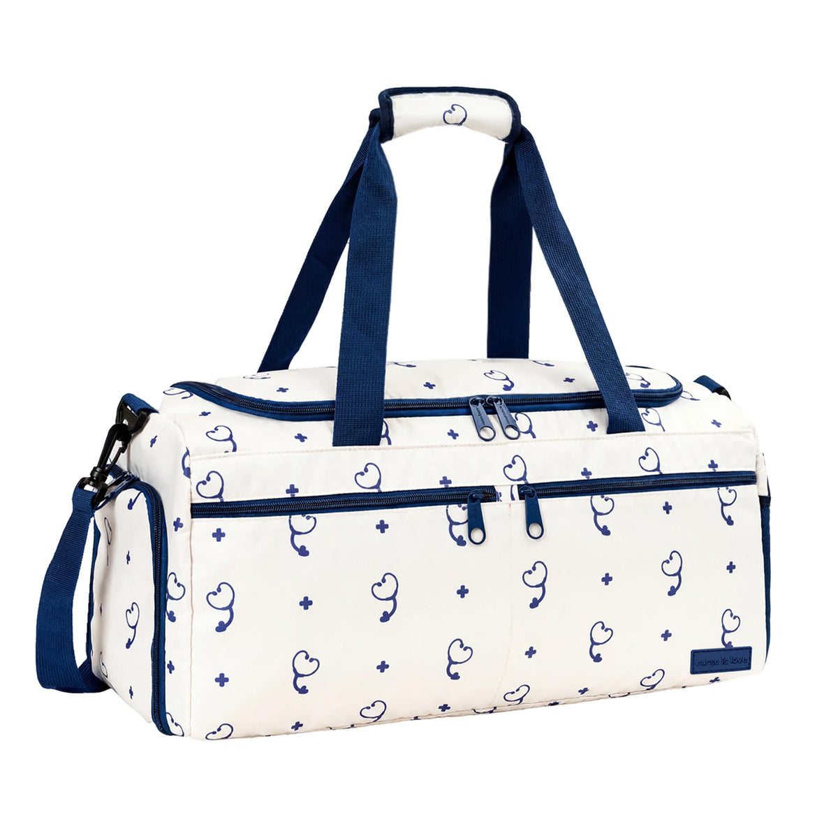 Bolso Deportivo para Enfemeras Beige Estetoscopio de Nurse is Love para enfermería y sanidad