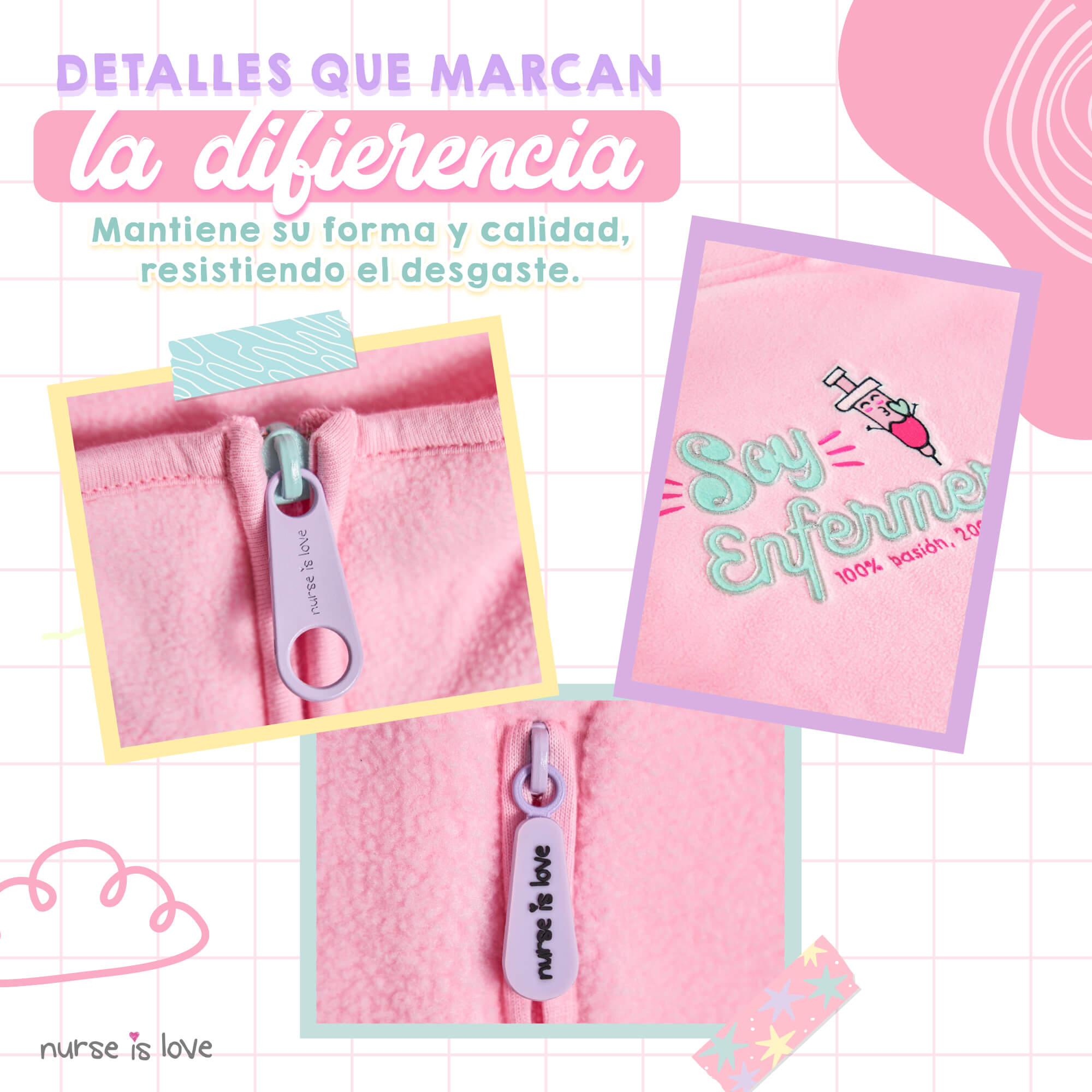 Chaqueta Polar Rosa para Enfermera