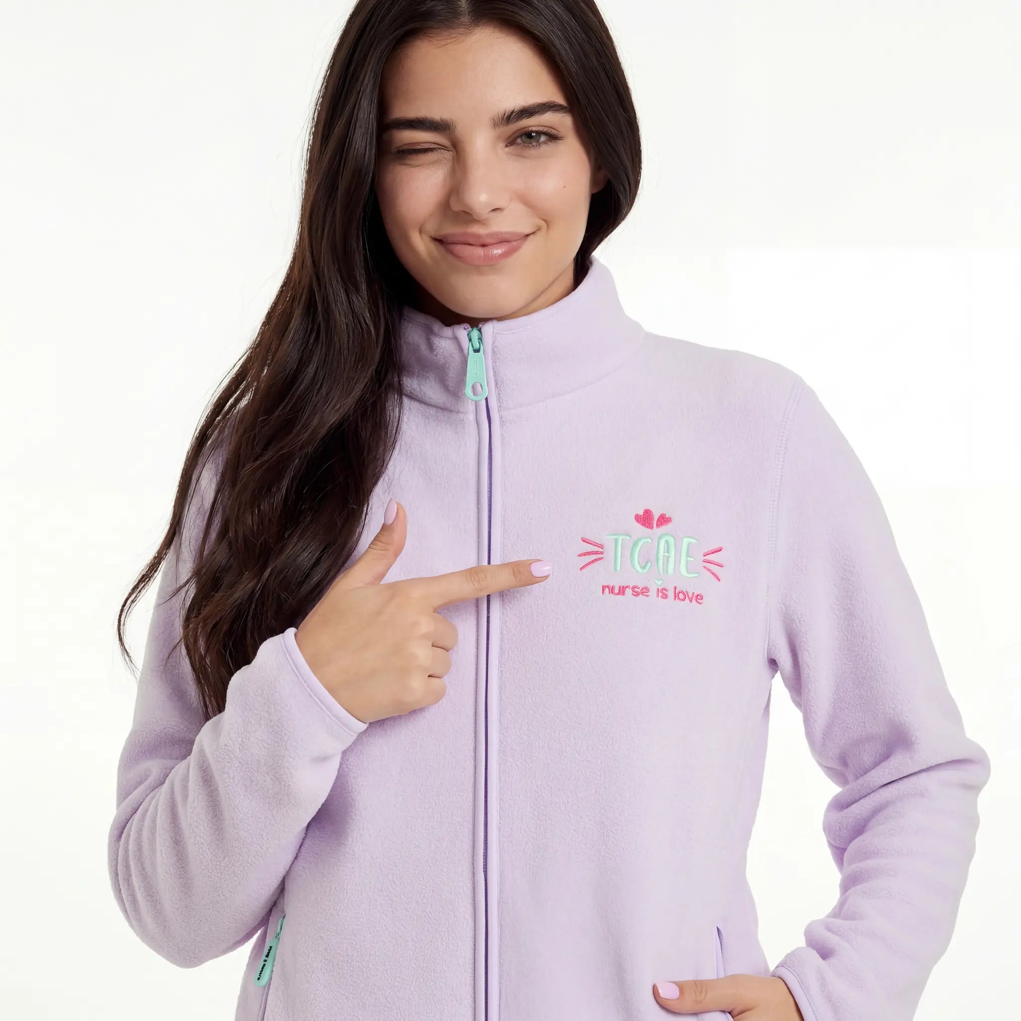 Chaqueta Polar Morado TCAE de Nurse is Love para enfermería y sanidad
