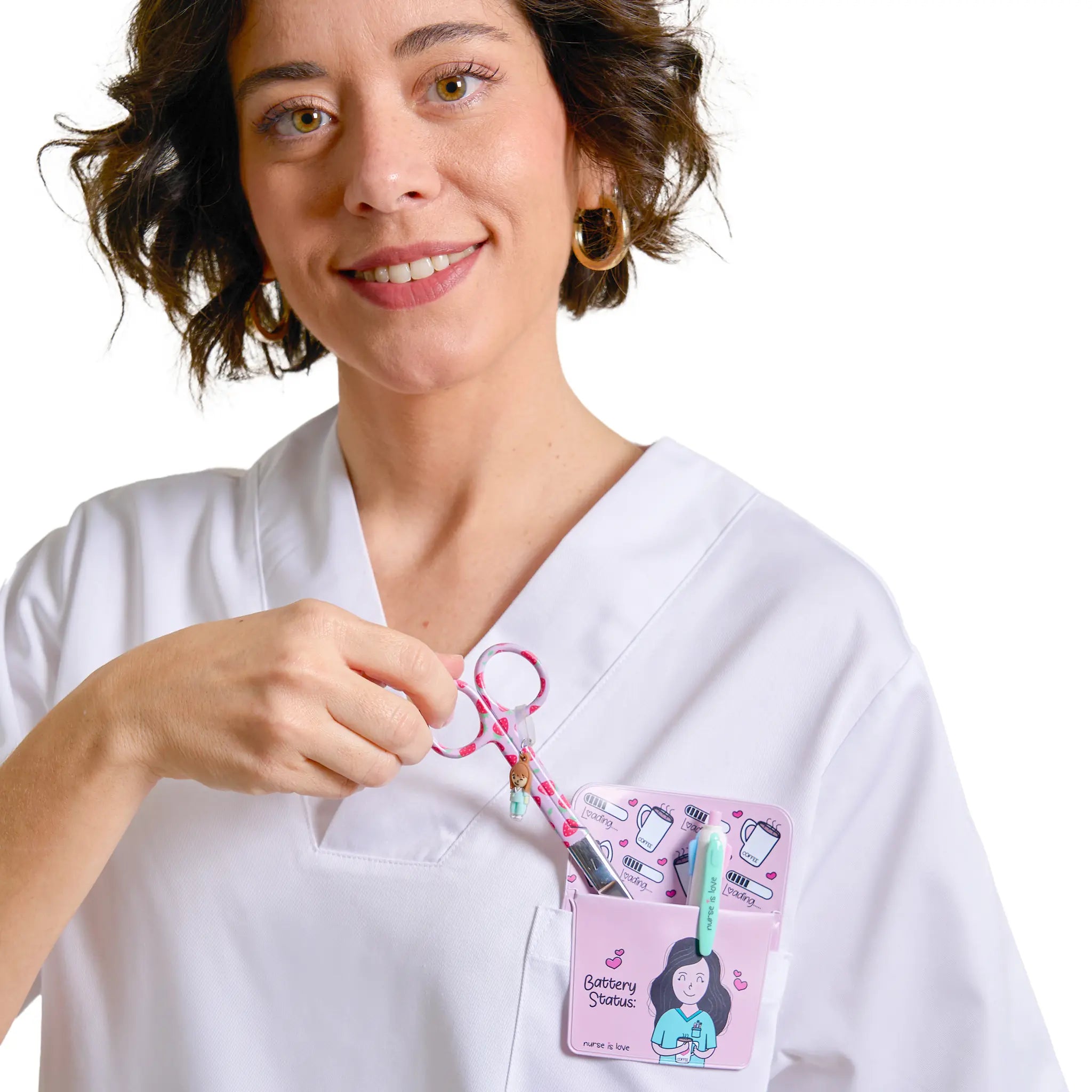Tijeras Enfermería Mayo fondo de fresas de Nurse is Love para enfermería y sanidad