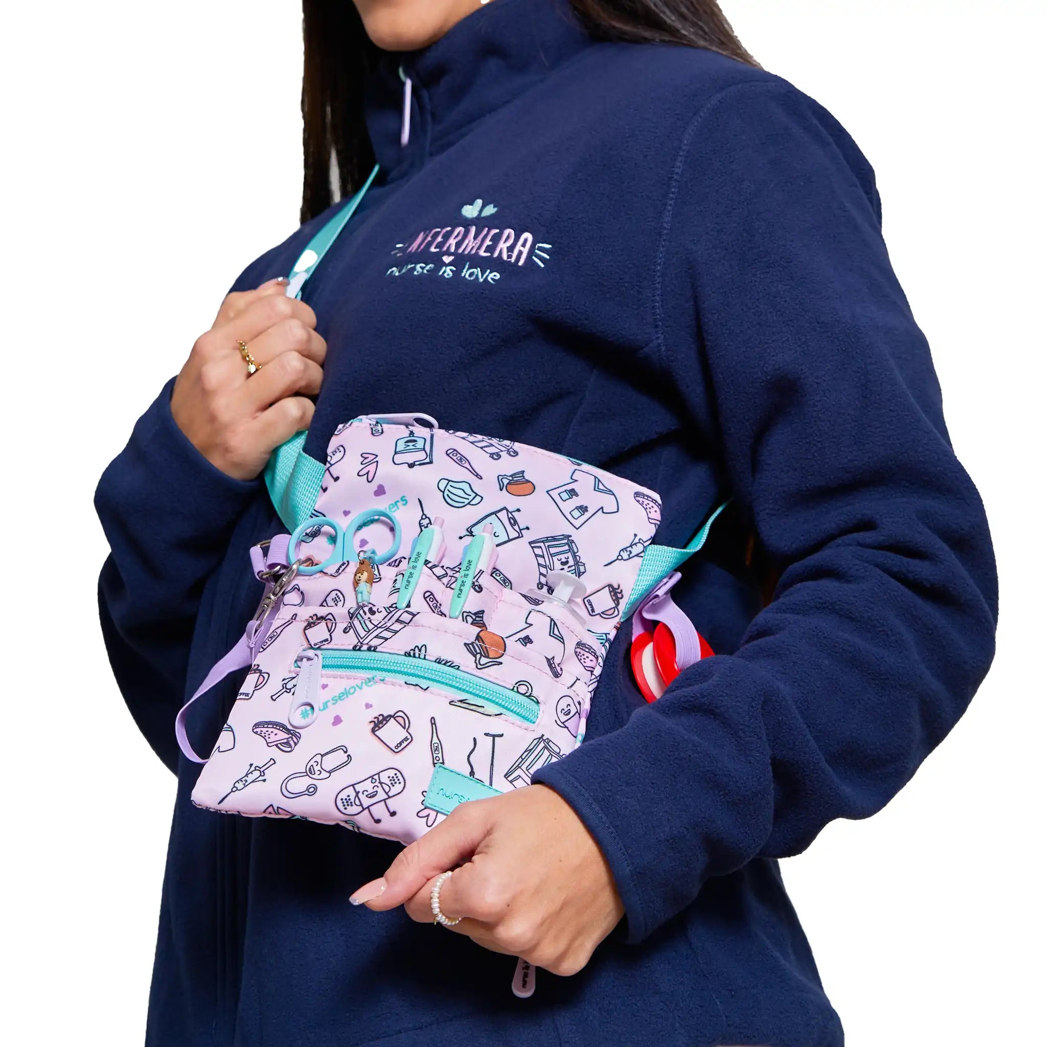 Organizador Riñonera Morado Café de Nurse is Love para enfermería y sanidad