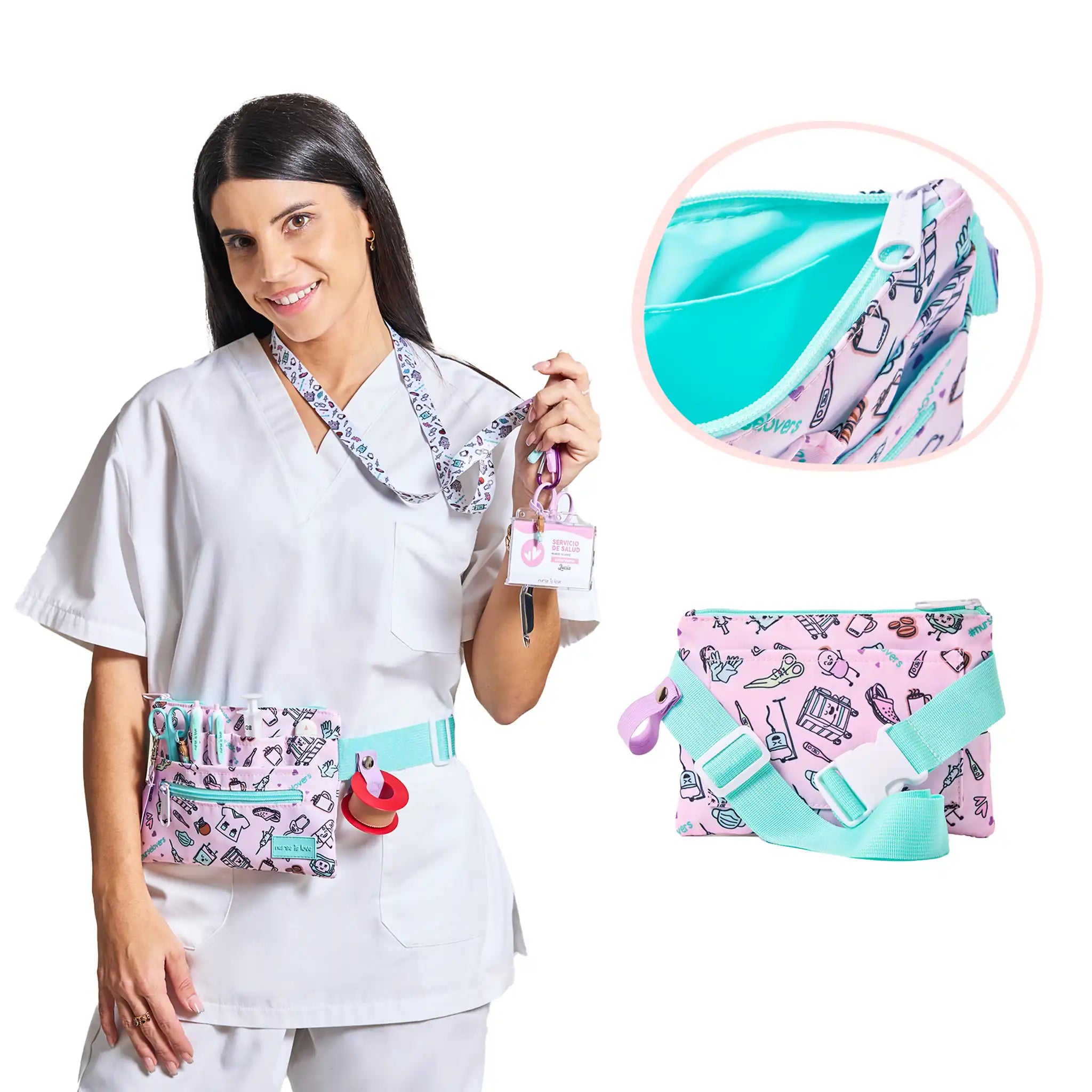 Organizador Riñonera Horizontal Morado Café de Nurse is Love para enfermería y sanidad