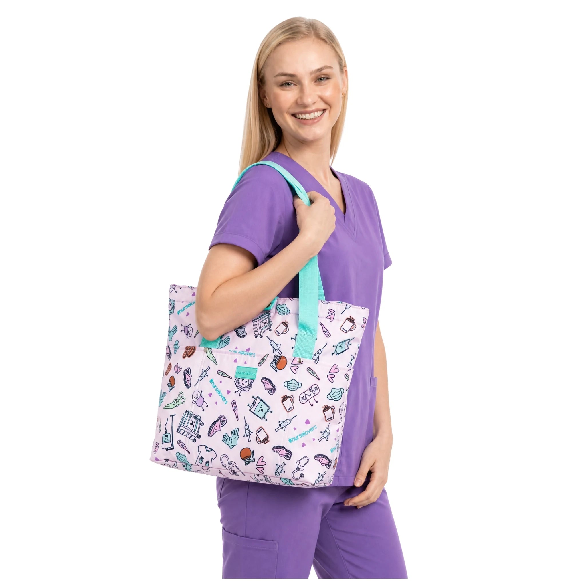 Bolso Morado Café de Nurse is Love para enfermería y sanidad