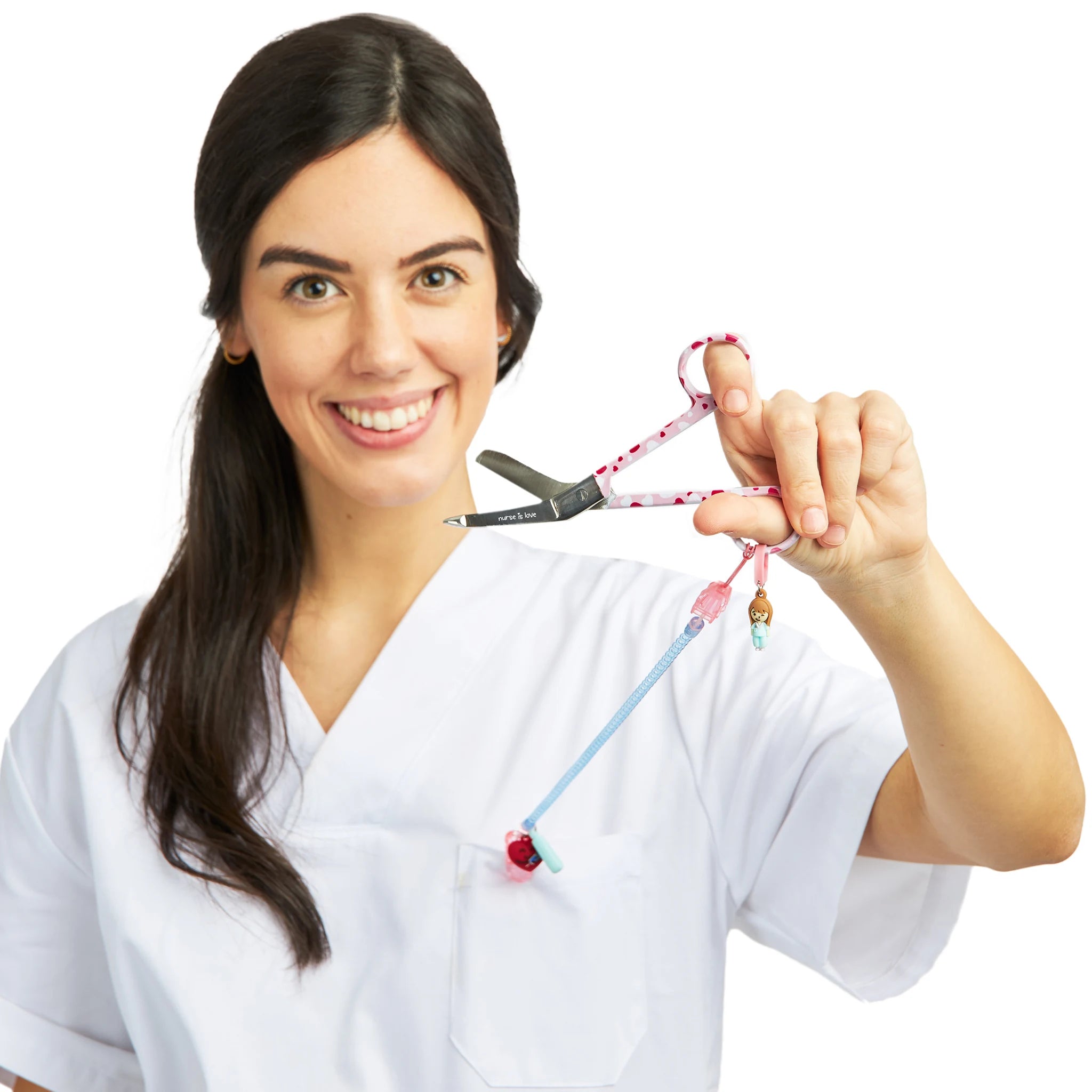 Tijeras Enfermería Pico de Pato corazones fondo rosa para Zurdos de Nurse is Love para enfermería y sanidad