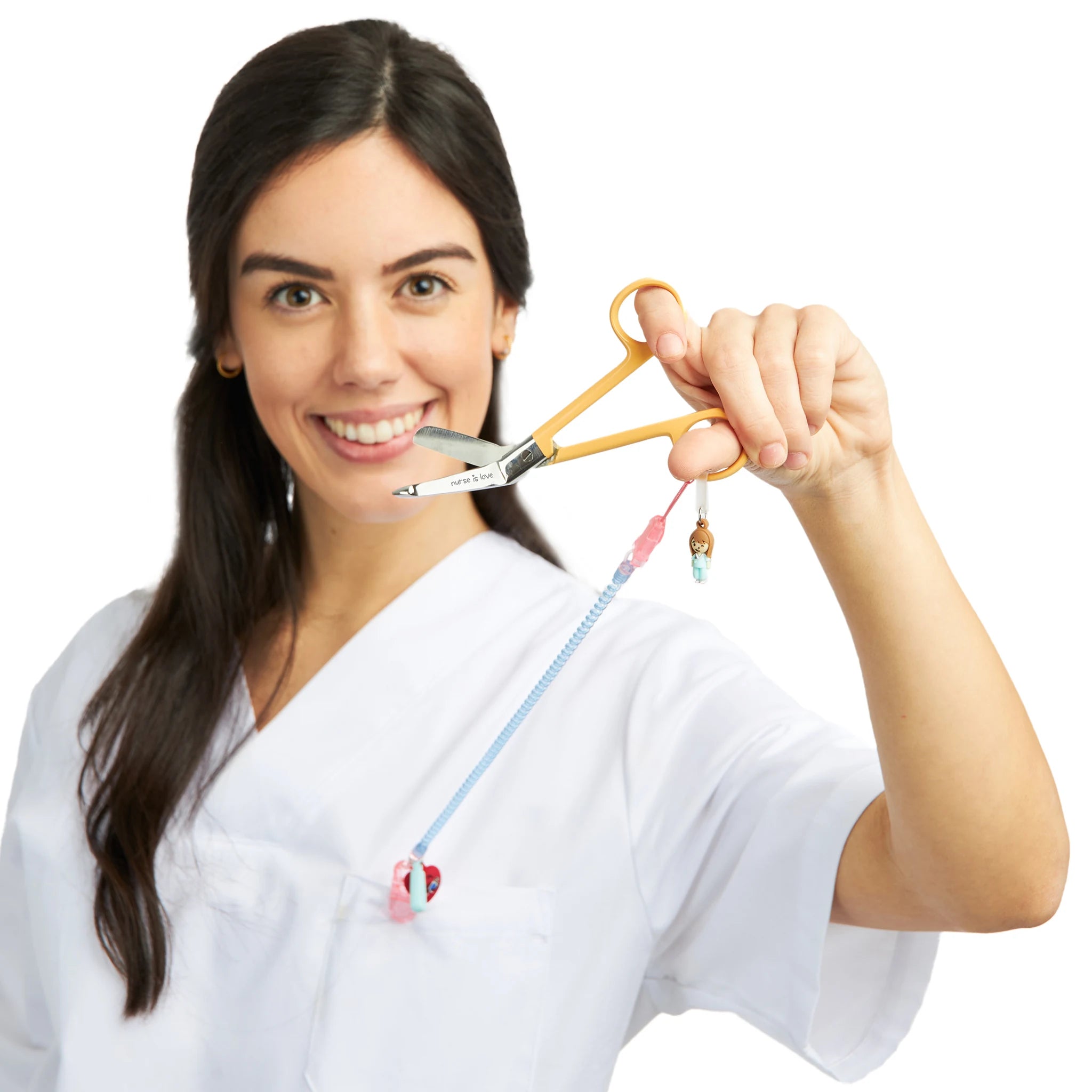 Tijeras Enfermería Pico de Pato Amarillas de Nurse is Love para enfermería y sanidad