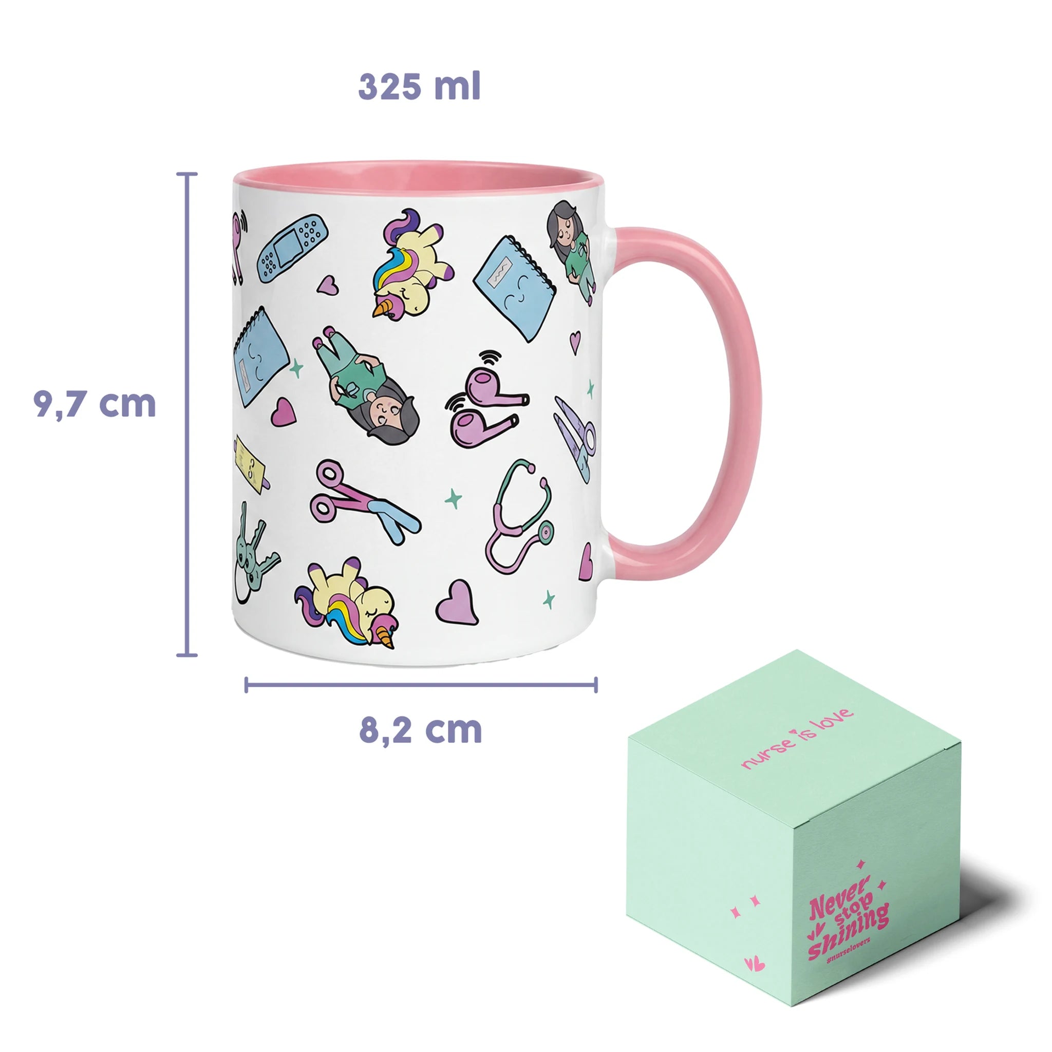 Taza para Enfermeras Unicornios de Nurse is Love para enfermería y sanidad