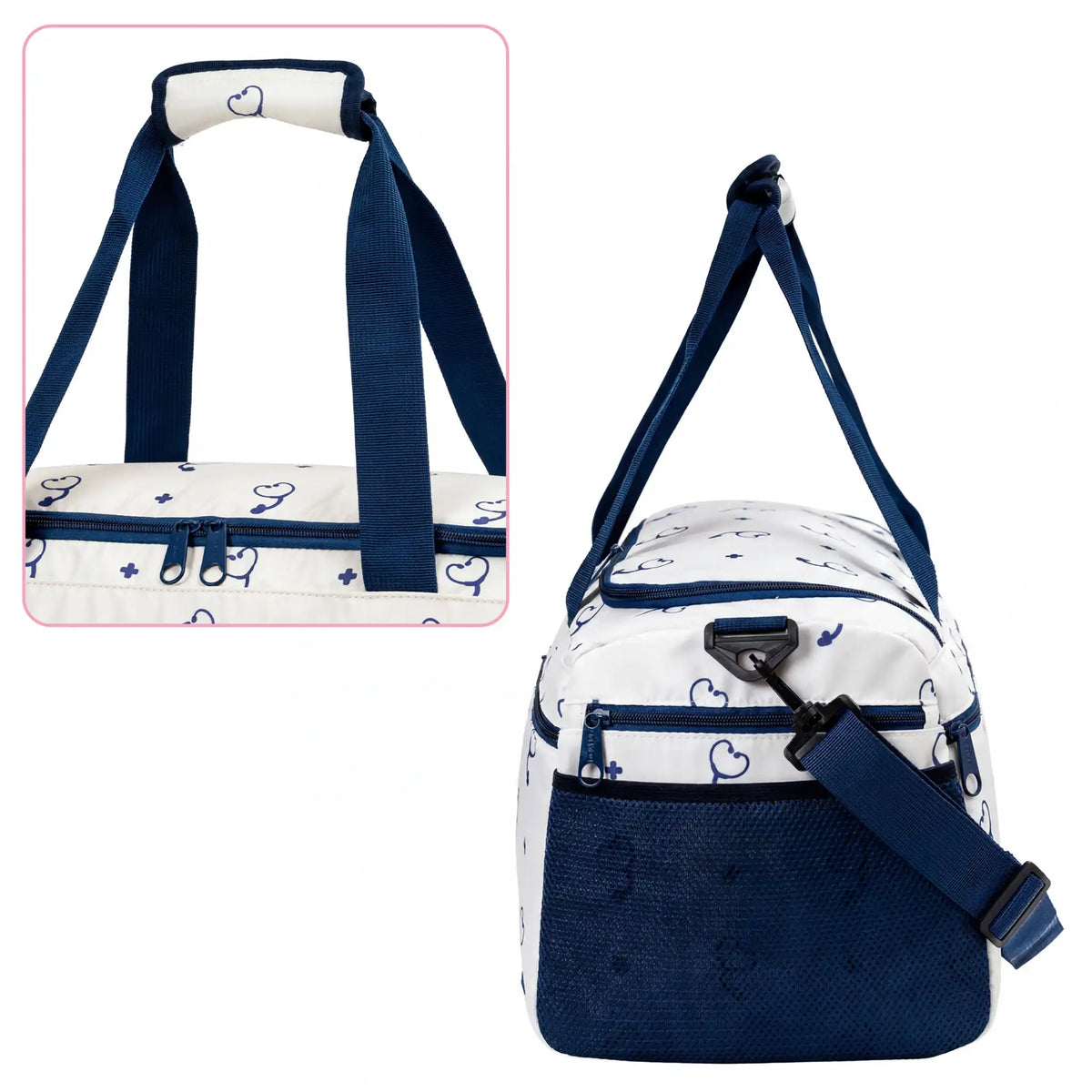 Bolso Deportivo para Enfemeras Beige Estetoscopio de Nurse is Love para enfermería y sanidad