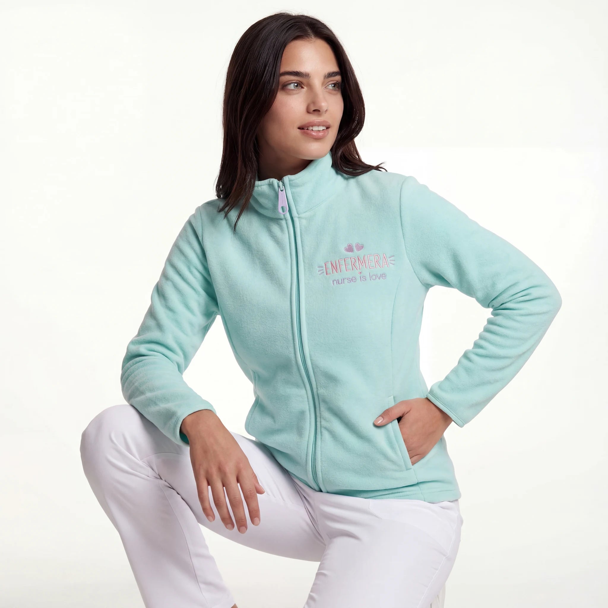 Chaqueta Polar Aqua para Enfermeras de Nurse is Love para enfermería y sanidad