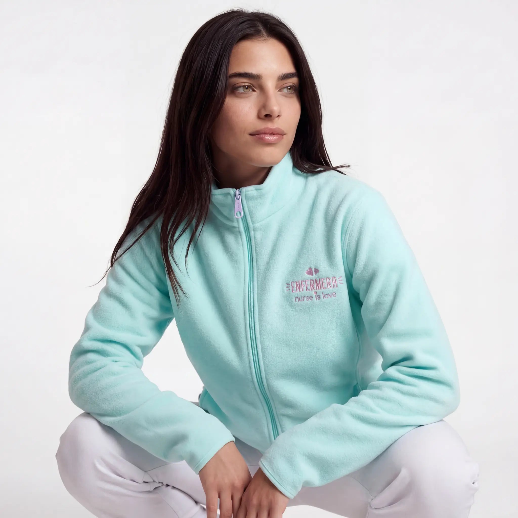 Chaqueta Polar Aqua TCAE de Nurse is Love para enfermería y sanidad