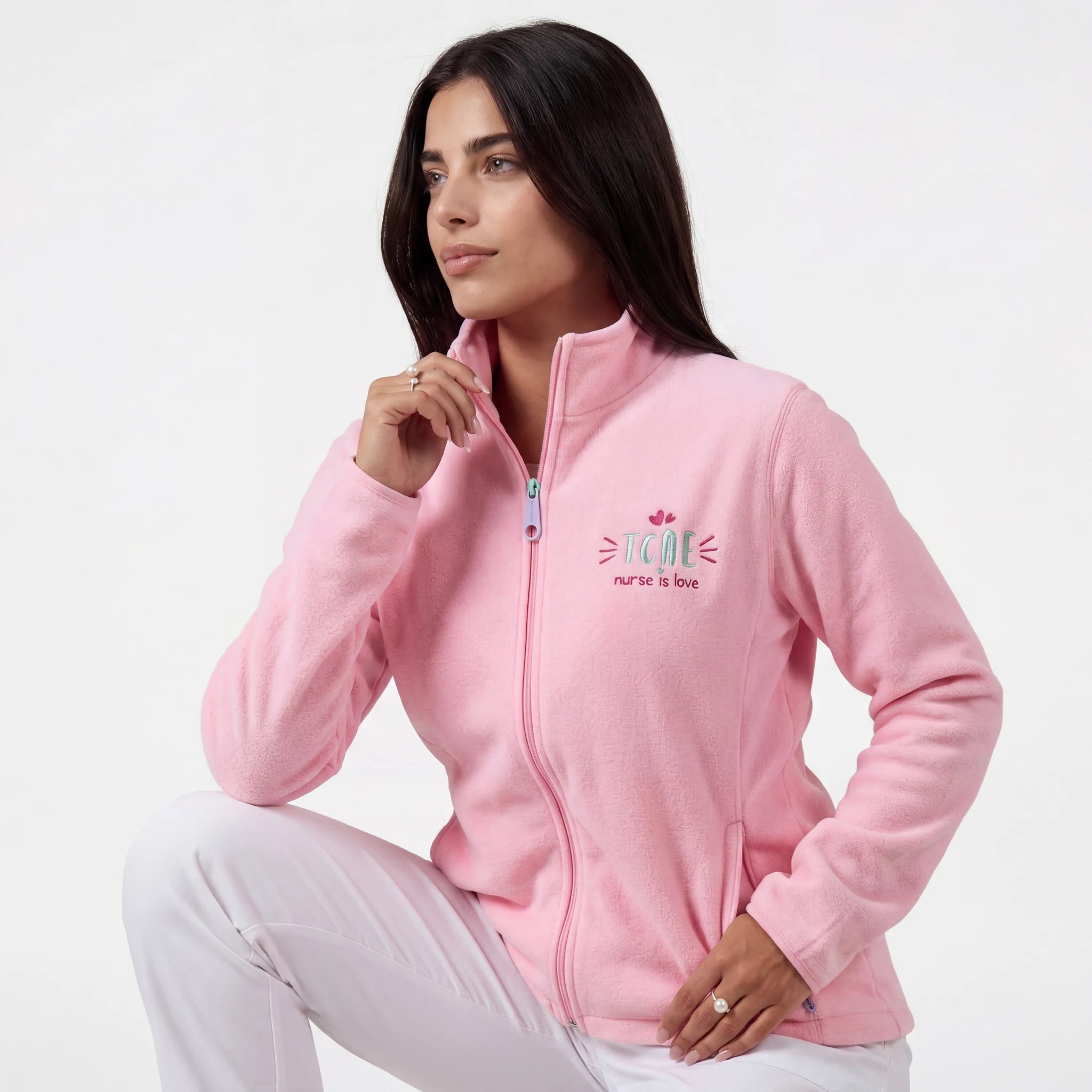 Chaqueta Polar Rosa TCAE de Nurse is Love para enfermería y sanidad