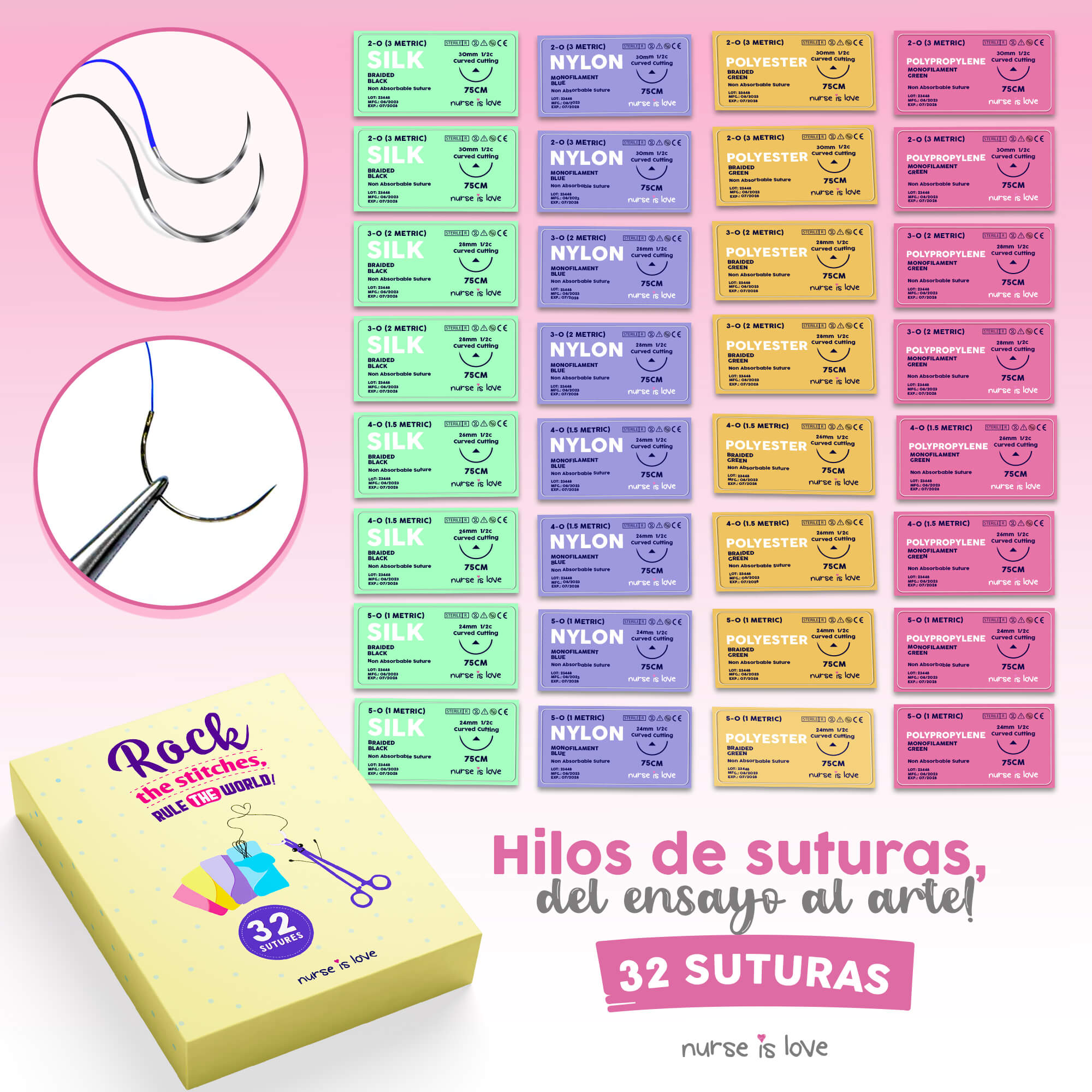 Pack de 32 Suturas de prácticas